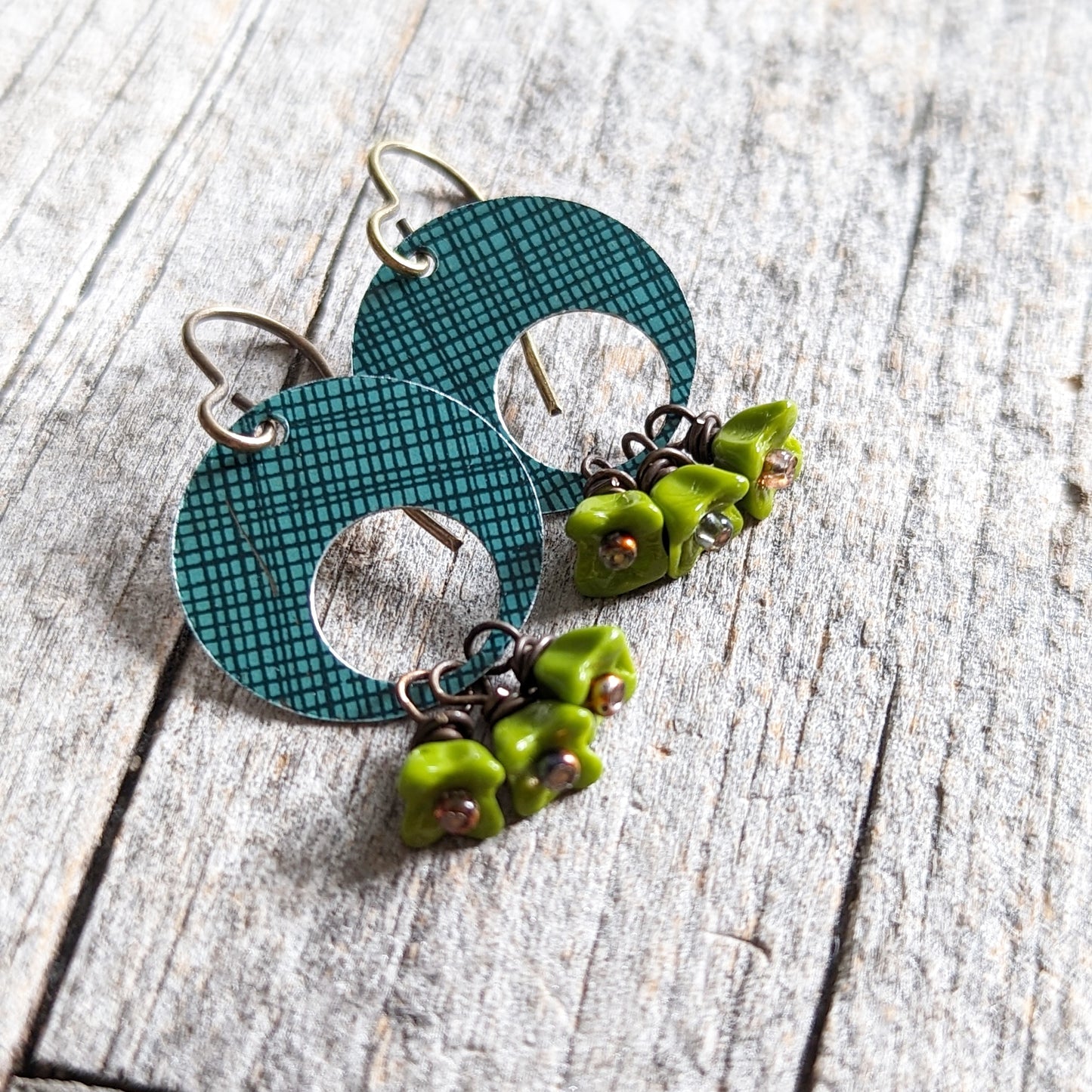 Tin Disc Flower Dangles