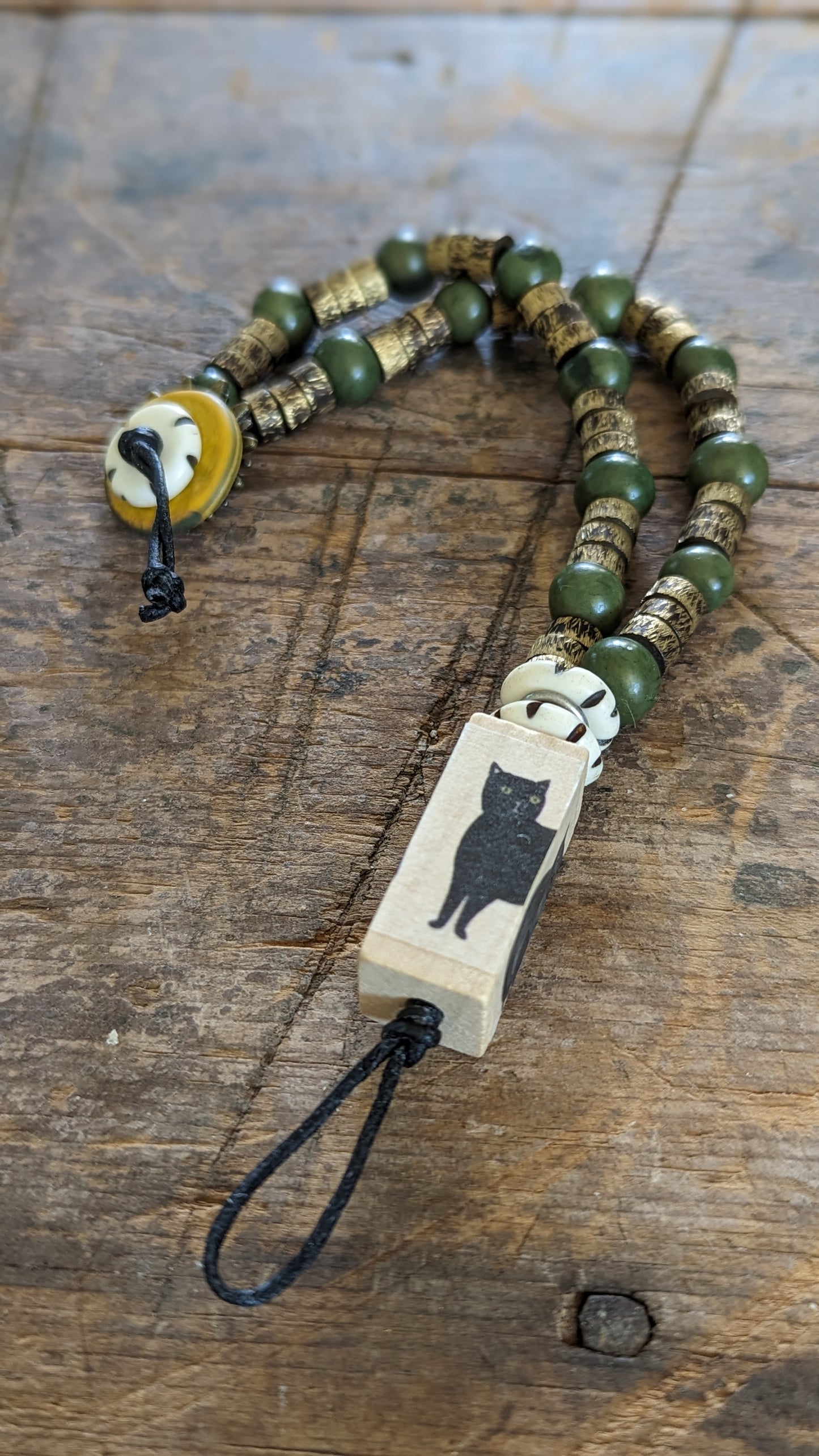 Beaded Bracelet with Cats Focal