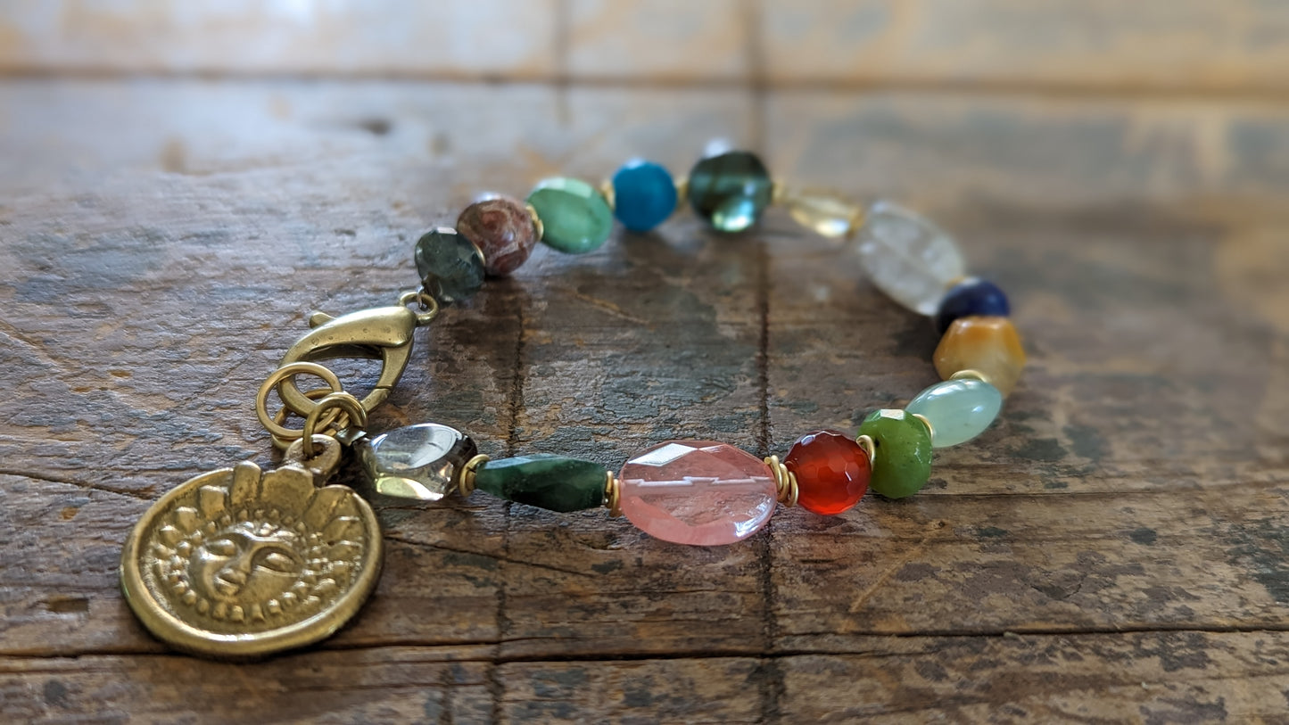 Semi- Precious Gemstone Charm Bracelet