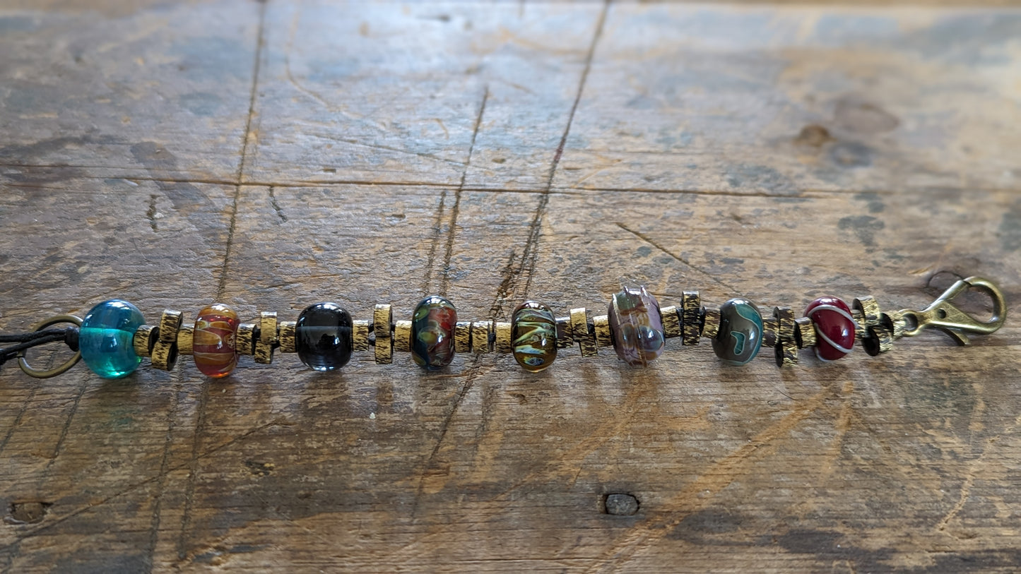 Lampwork Glass and Brass Beaded Bracelet