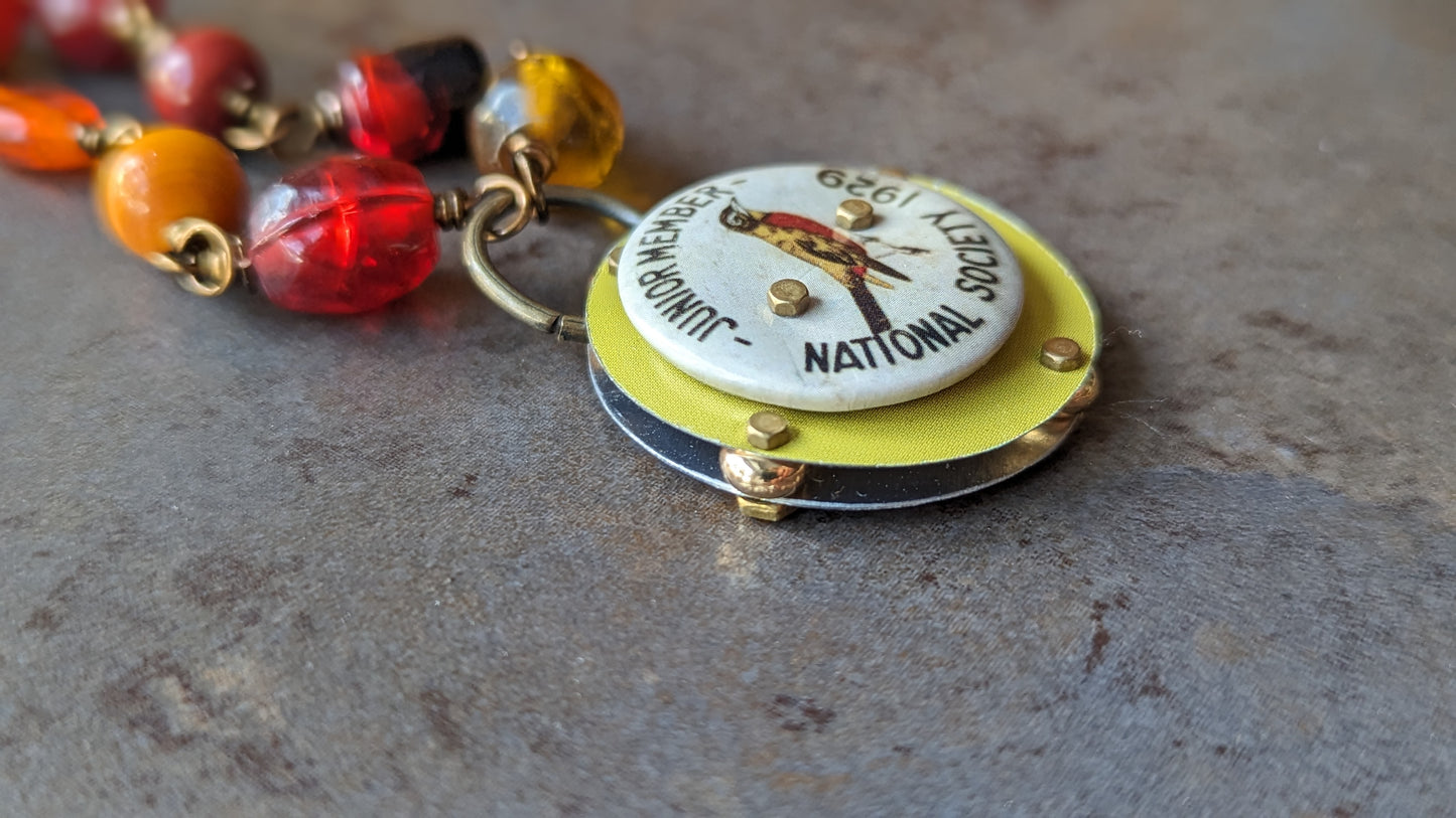 Riveted Pendant Necklace with Bird Flair