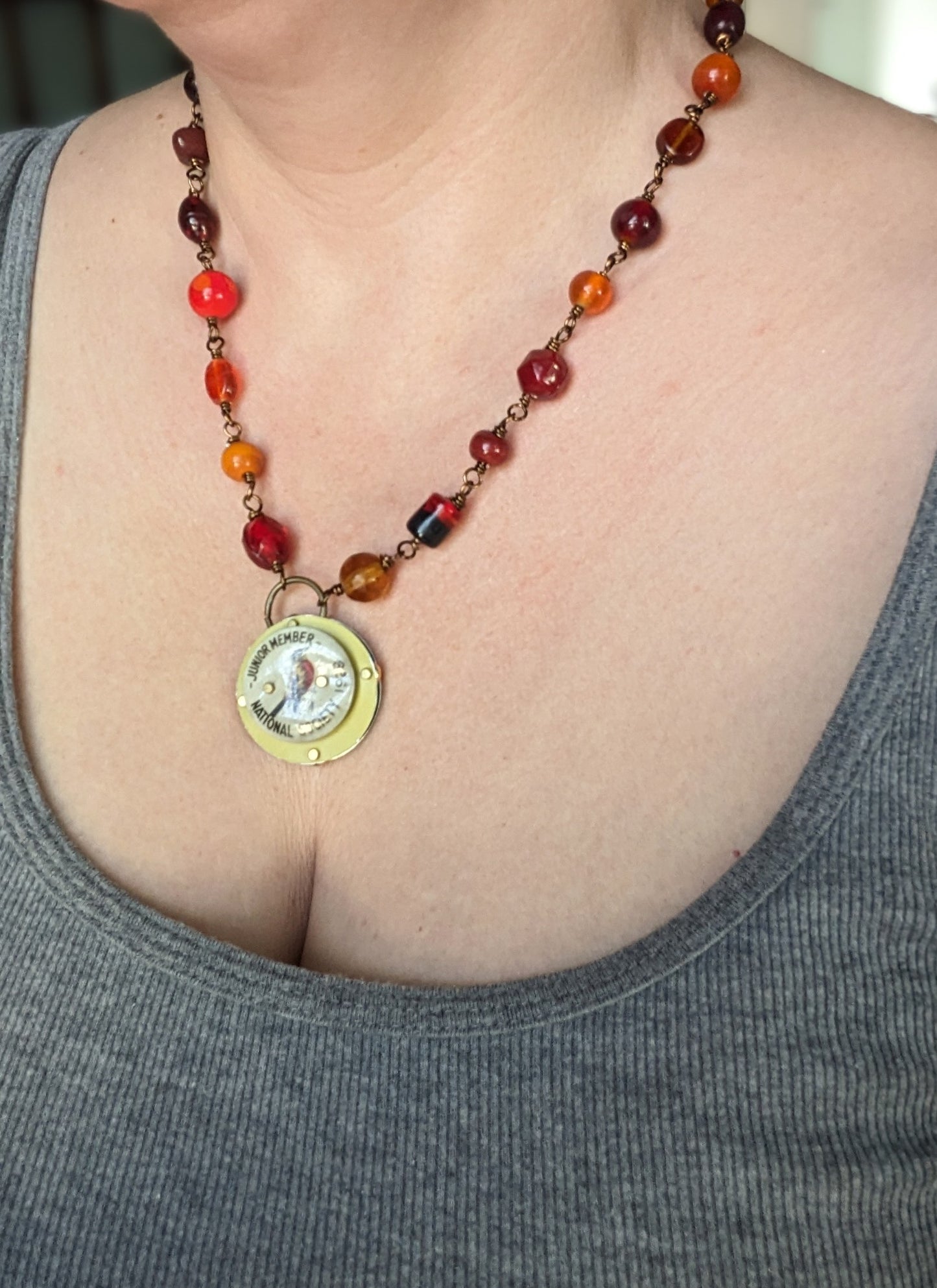 Riveted Pendant Necklace with Bird Flair