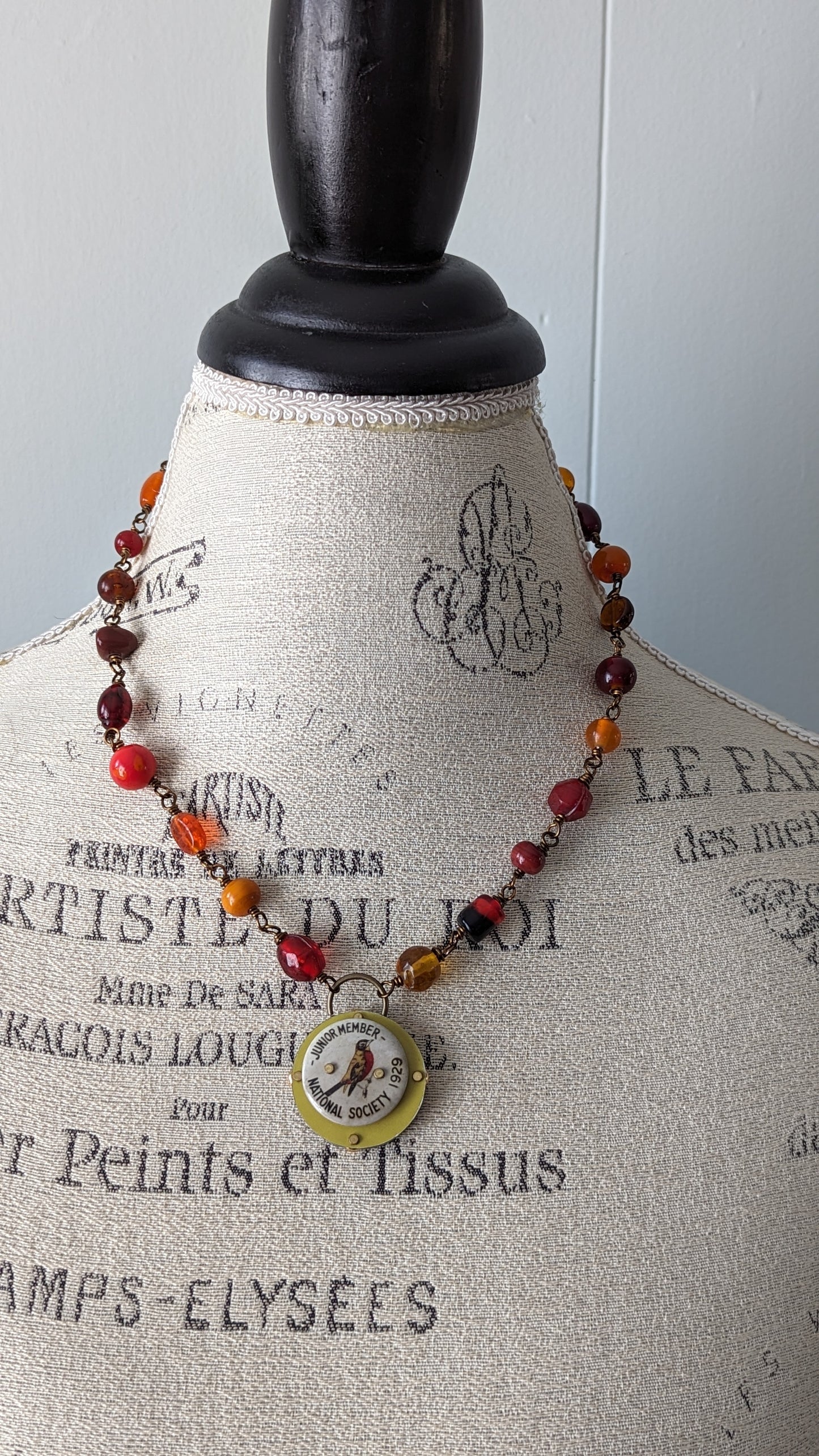 Riveted Pendant Necklace with Bird Flair