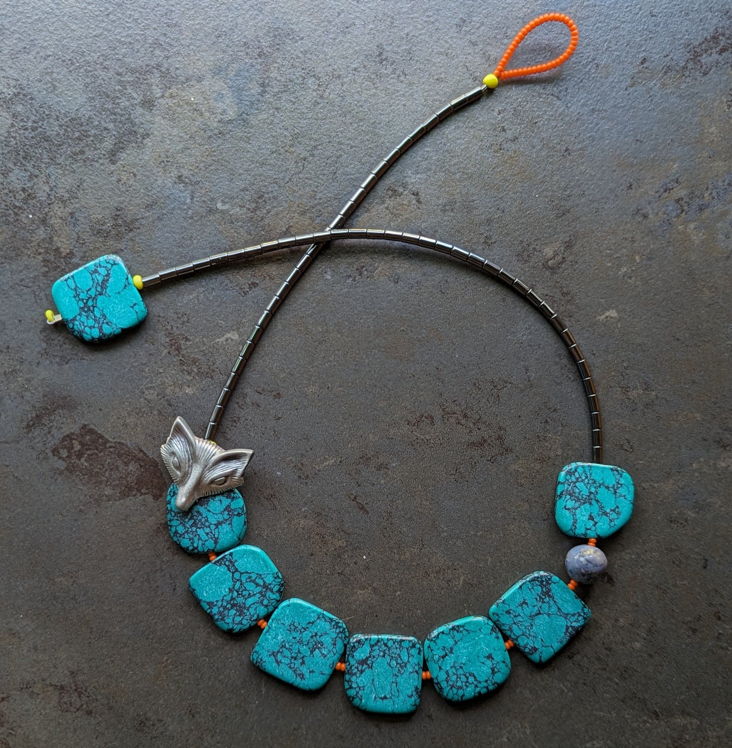 Beaded Necklace with Fox Focal
