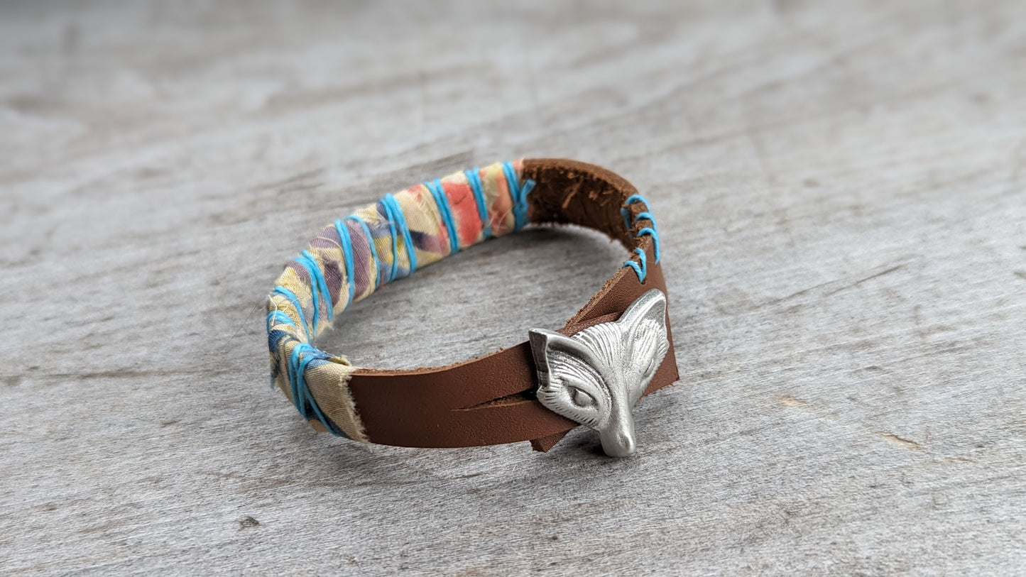 Leather Cuff with Fox Button