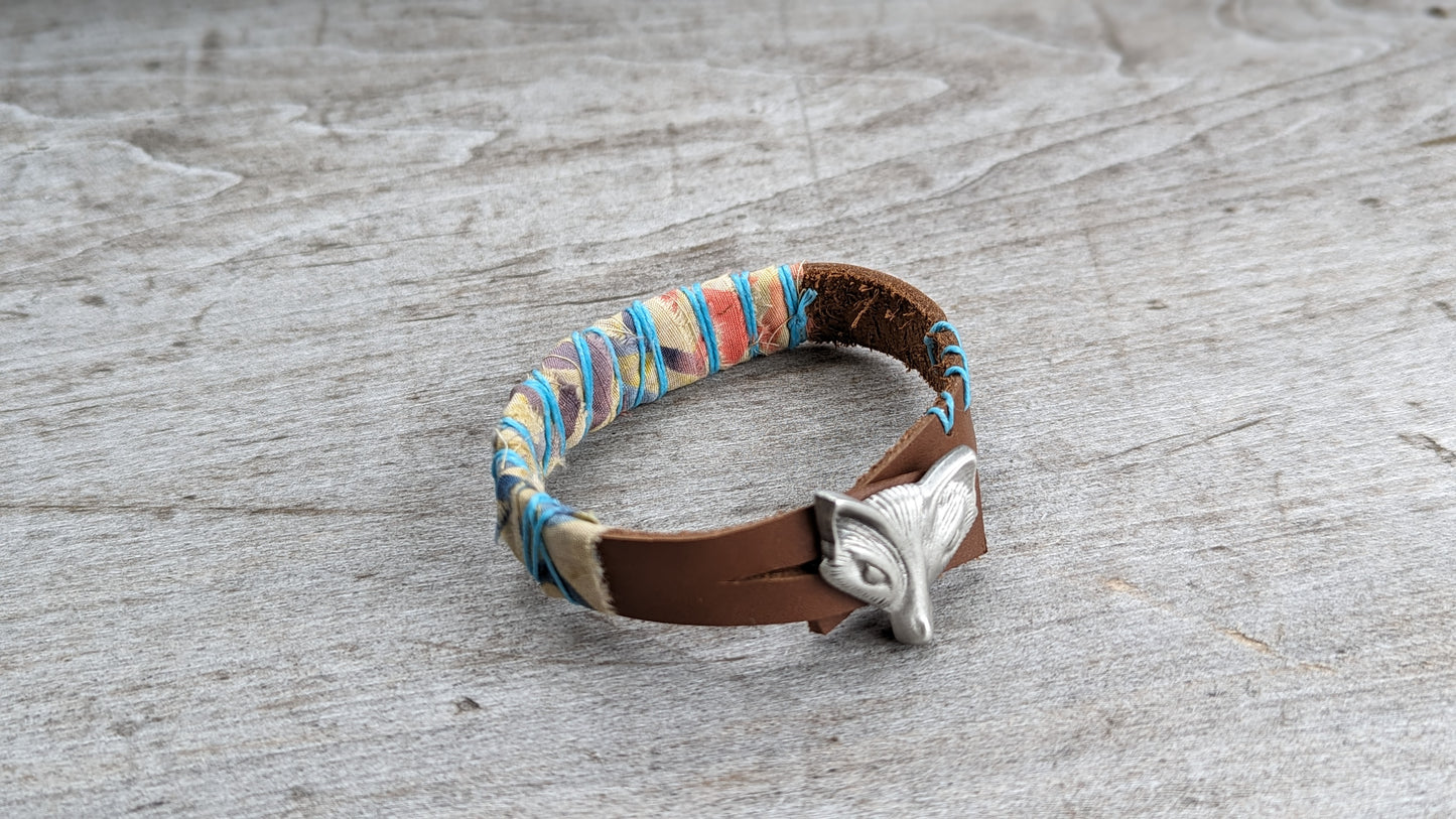 Leather Cuff with Fox Button