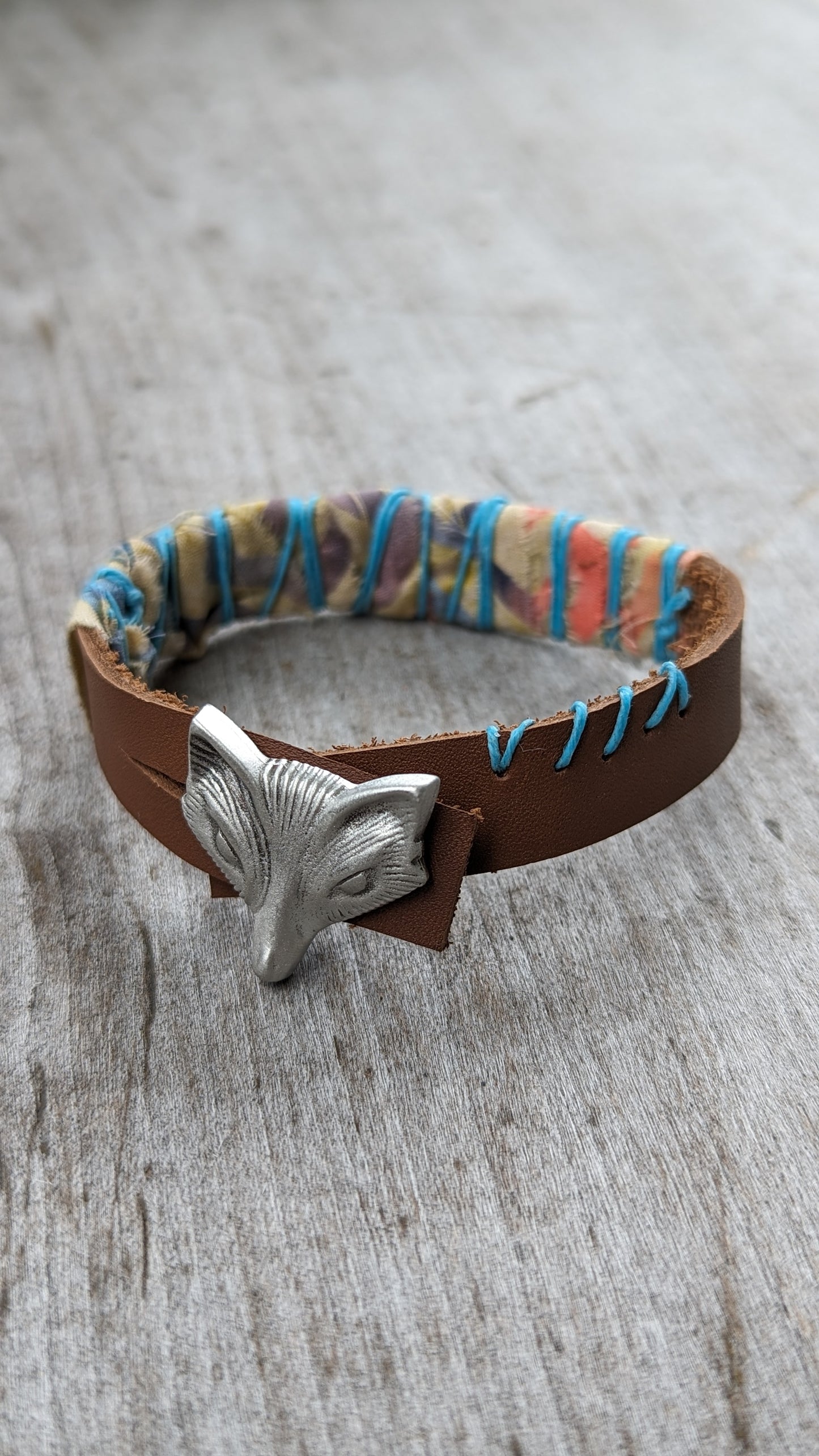 Leather Cuff with Fox Button