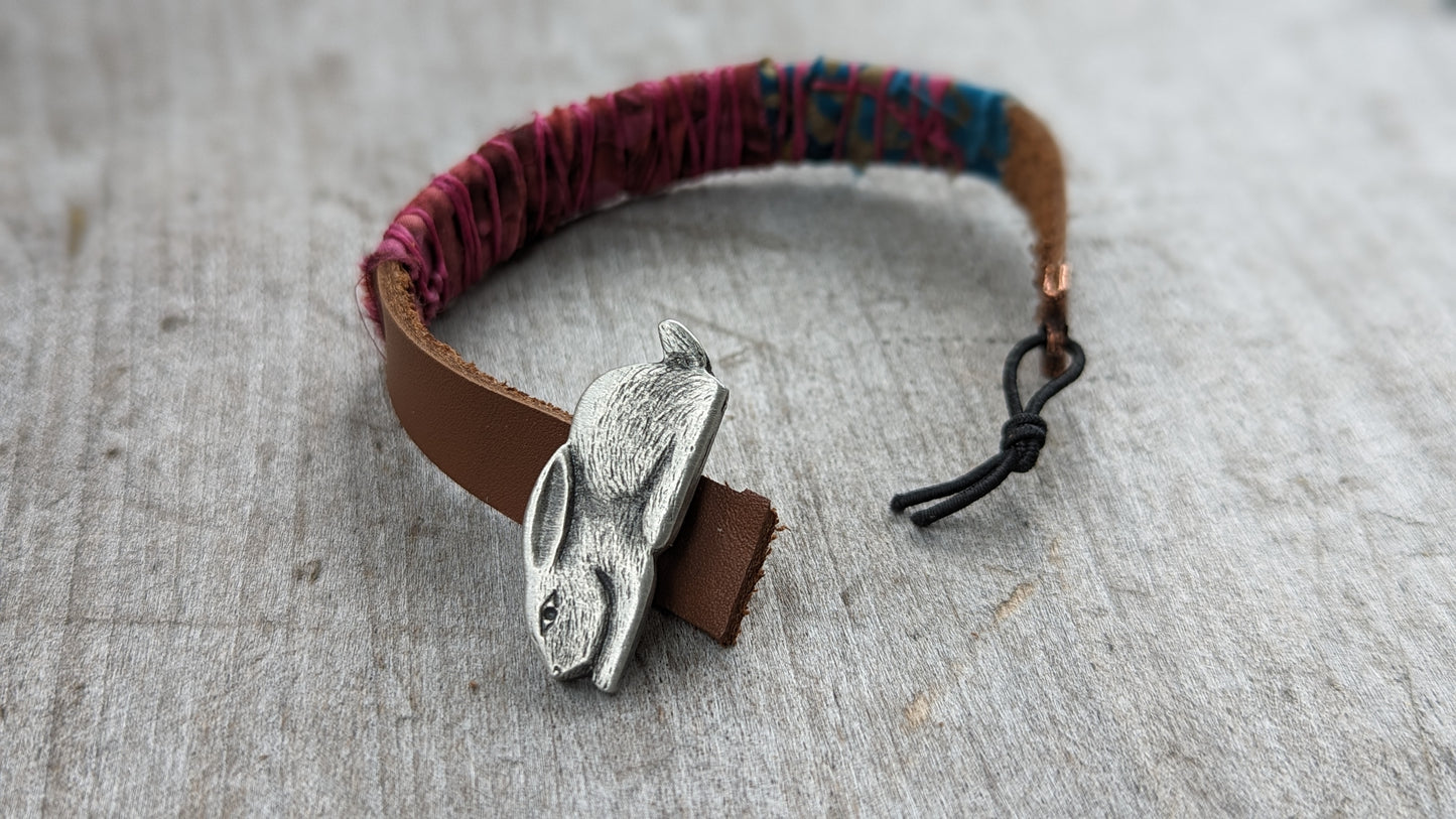 Cuff Bracelet with Rabbit Button