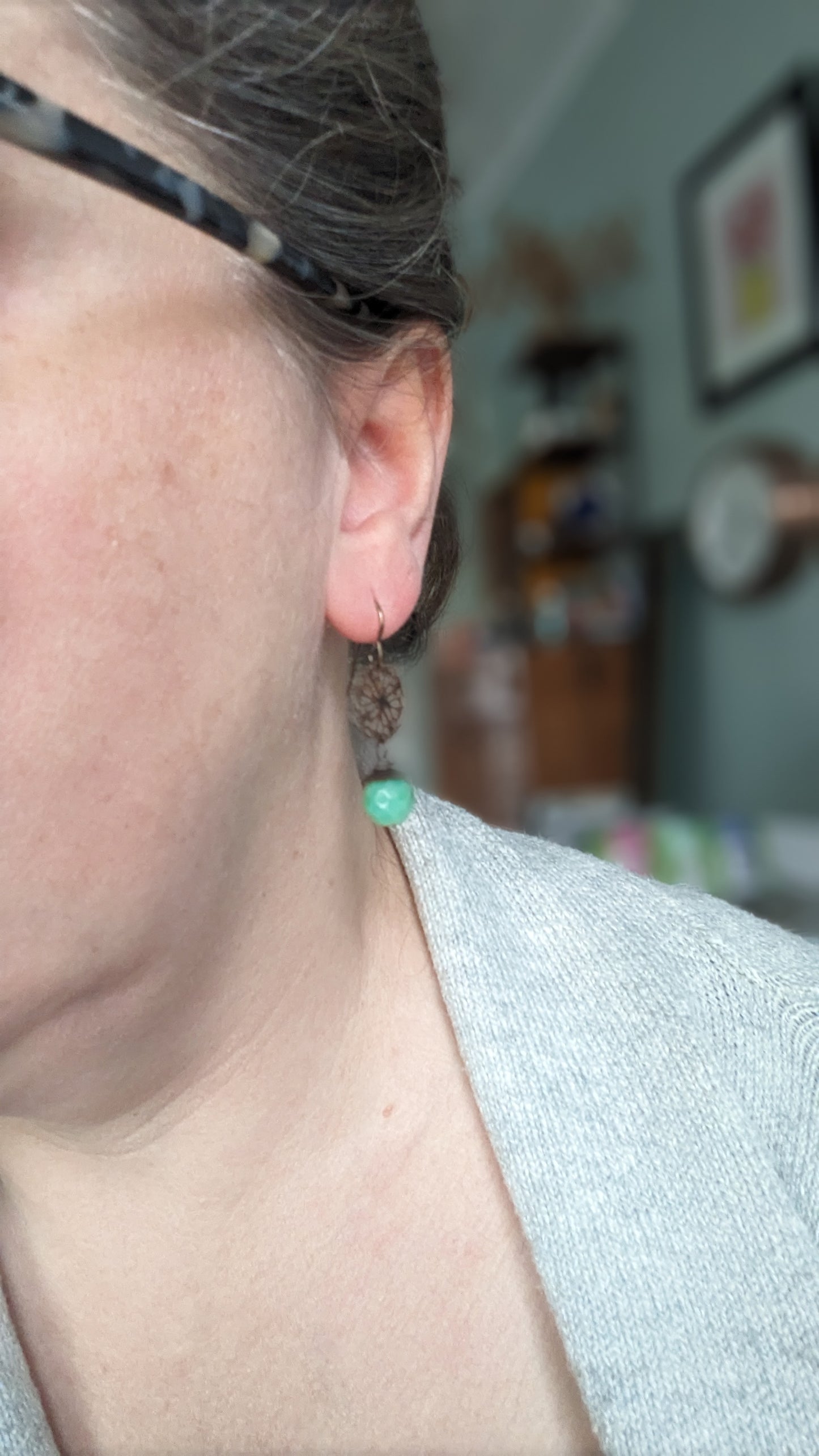 Brass Filigree Earrings with Glass Beads