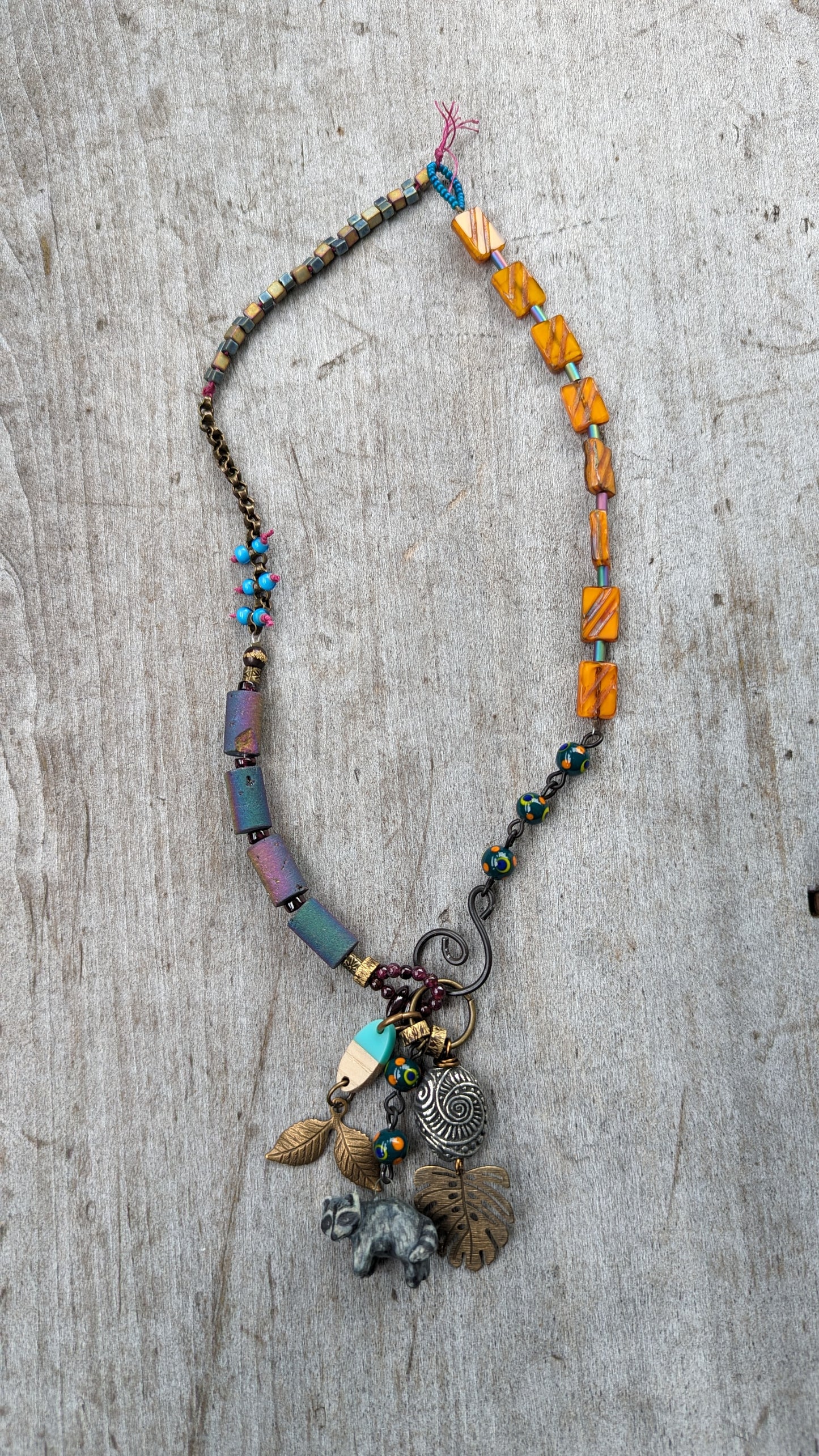 Mixed Media Raccoon TALISMAN Necklace