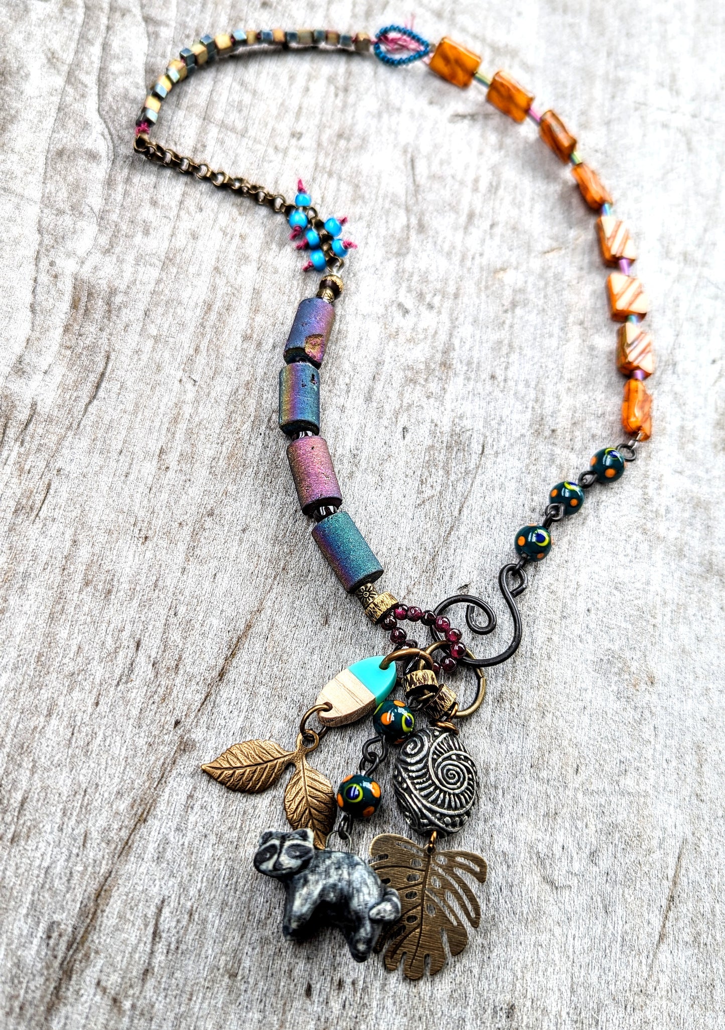Mixed Media Raccoon TALISMAN Necklace