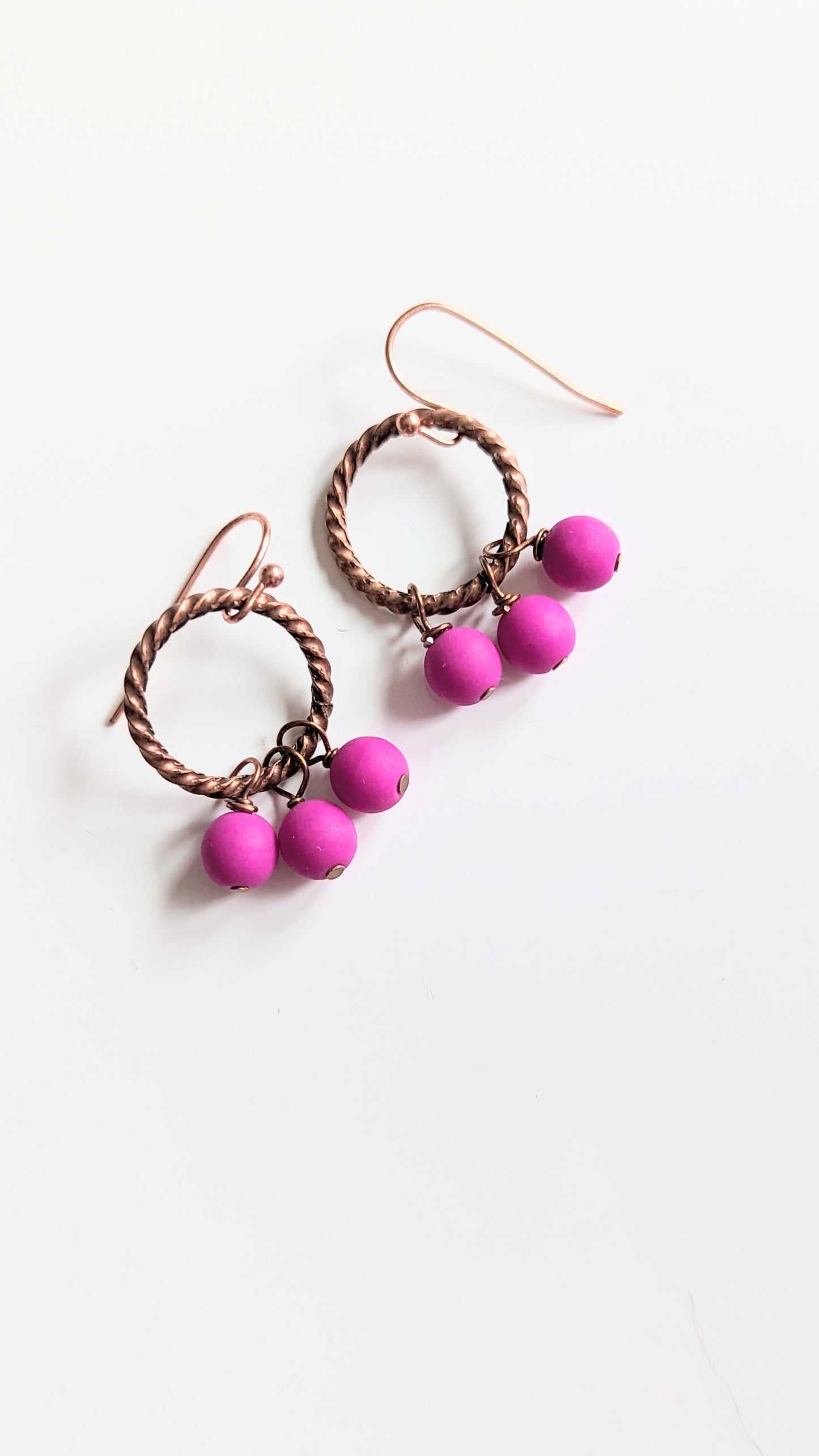 Triple Beaded Copper Dangles