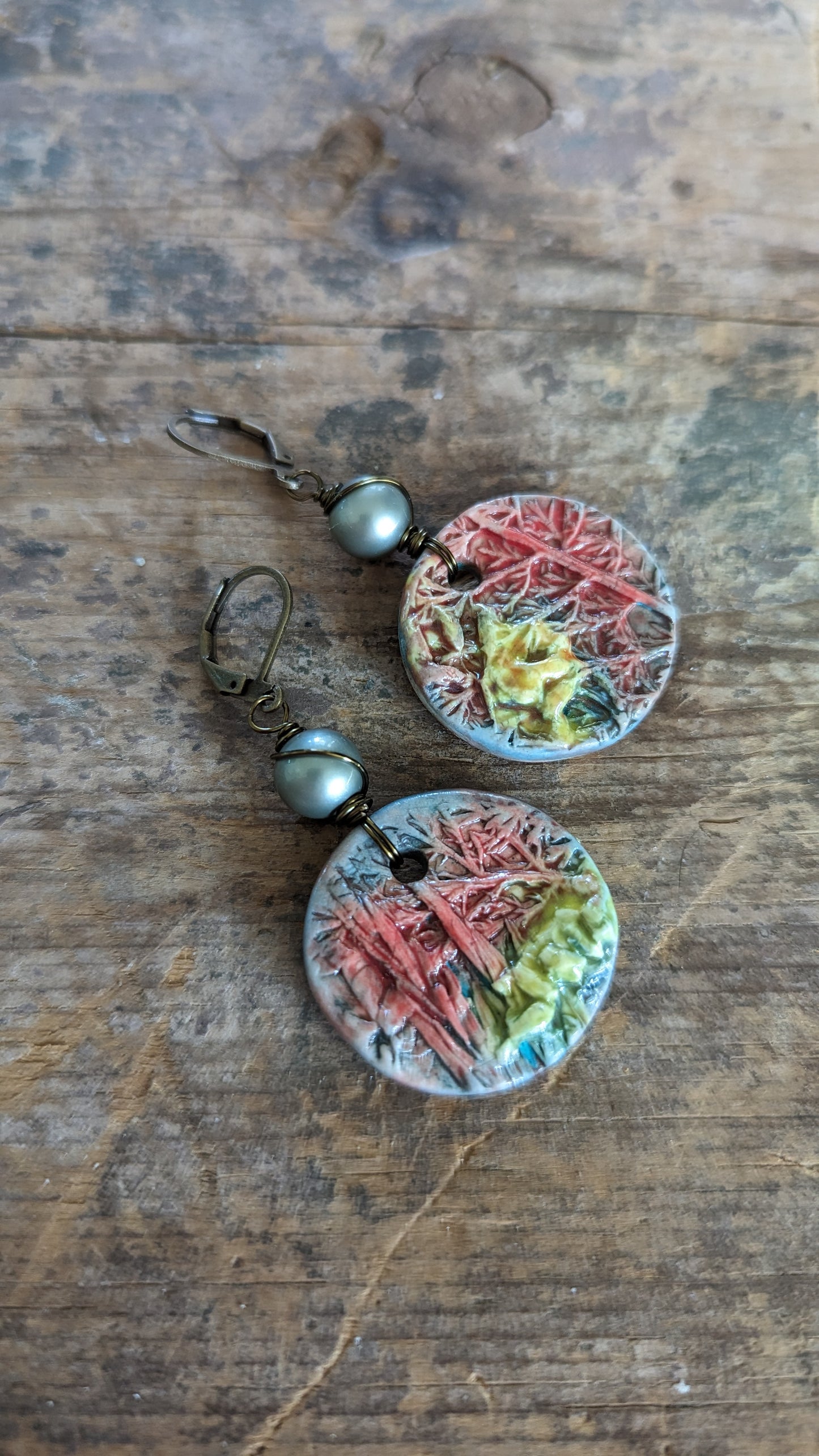 Ceramic Botanical charm Earrings