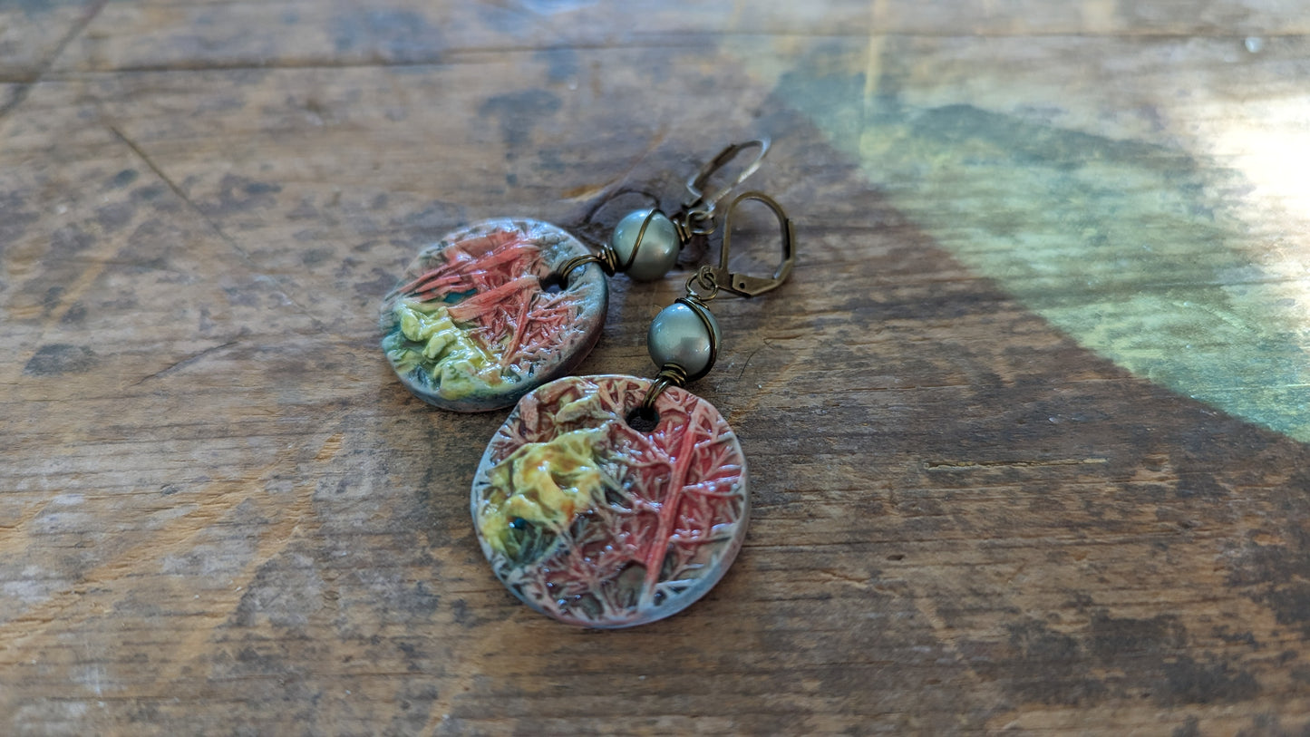 Ceramic Botanical charm Earrings