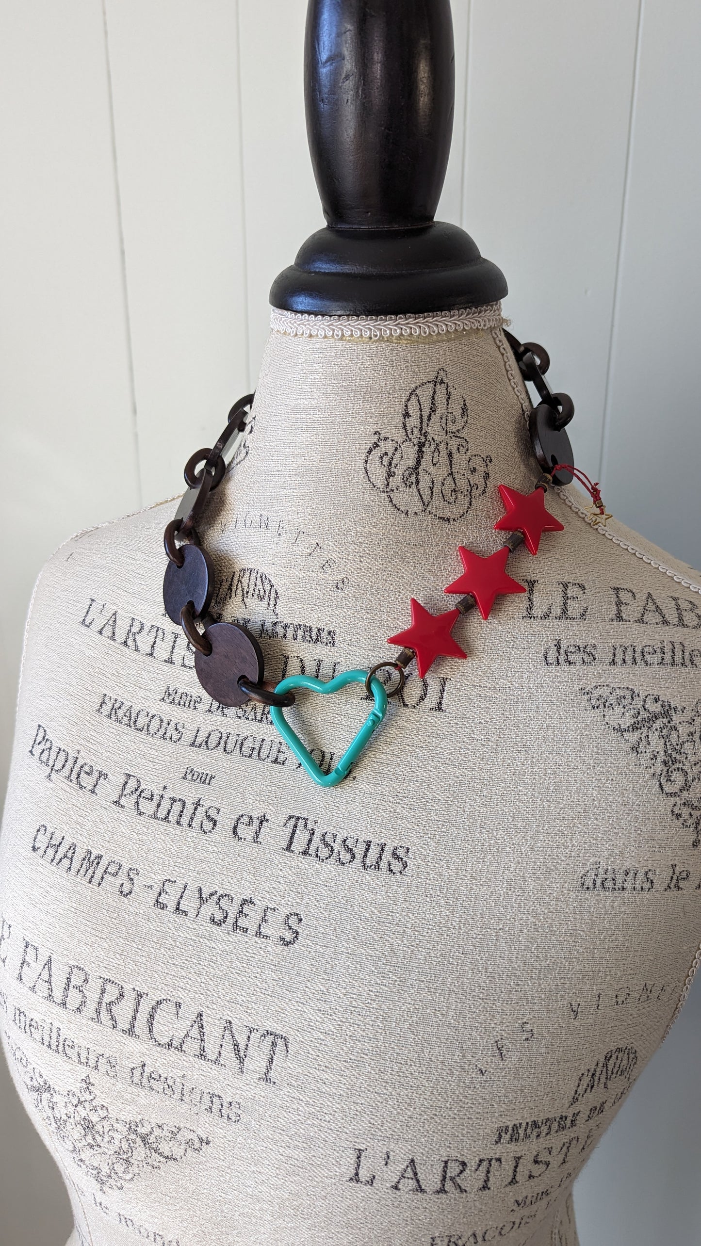 Asymmetrical Wood Chain Necklace