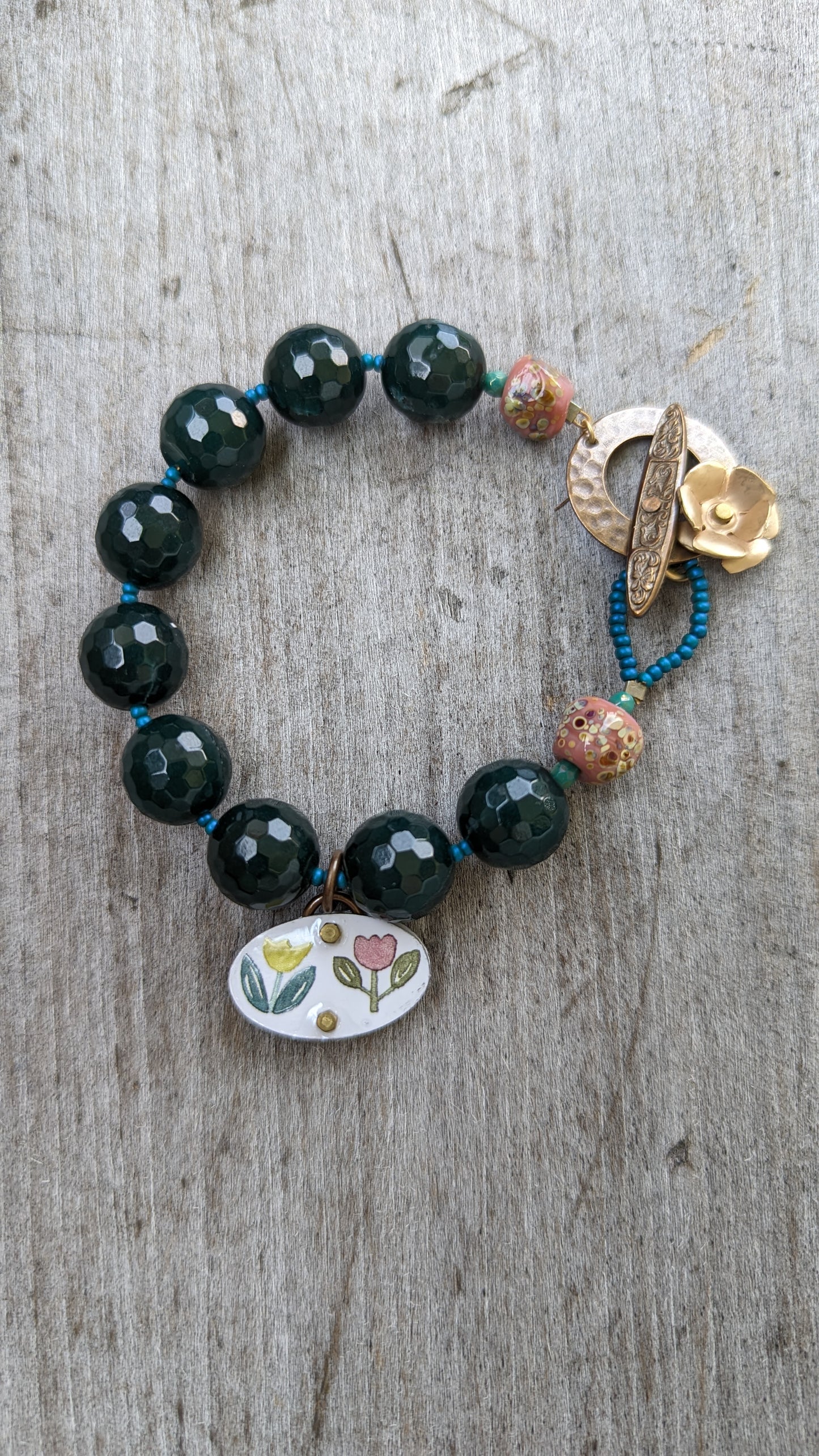Tulips Beaded Charm Bracelet