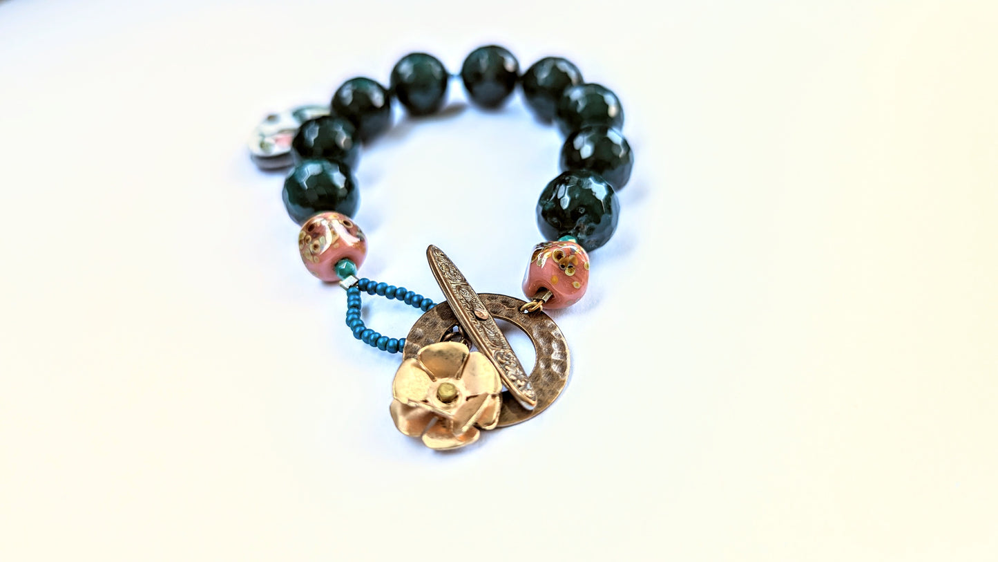 Tulips Beaded Charm Bracelet