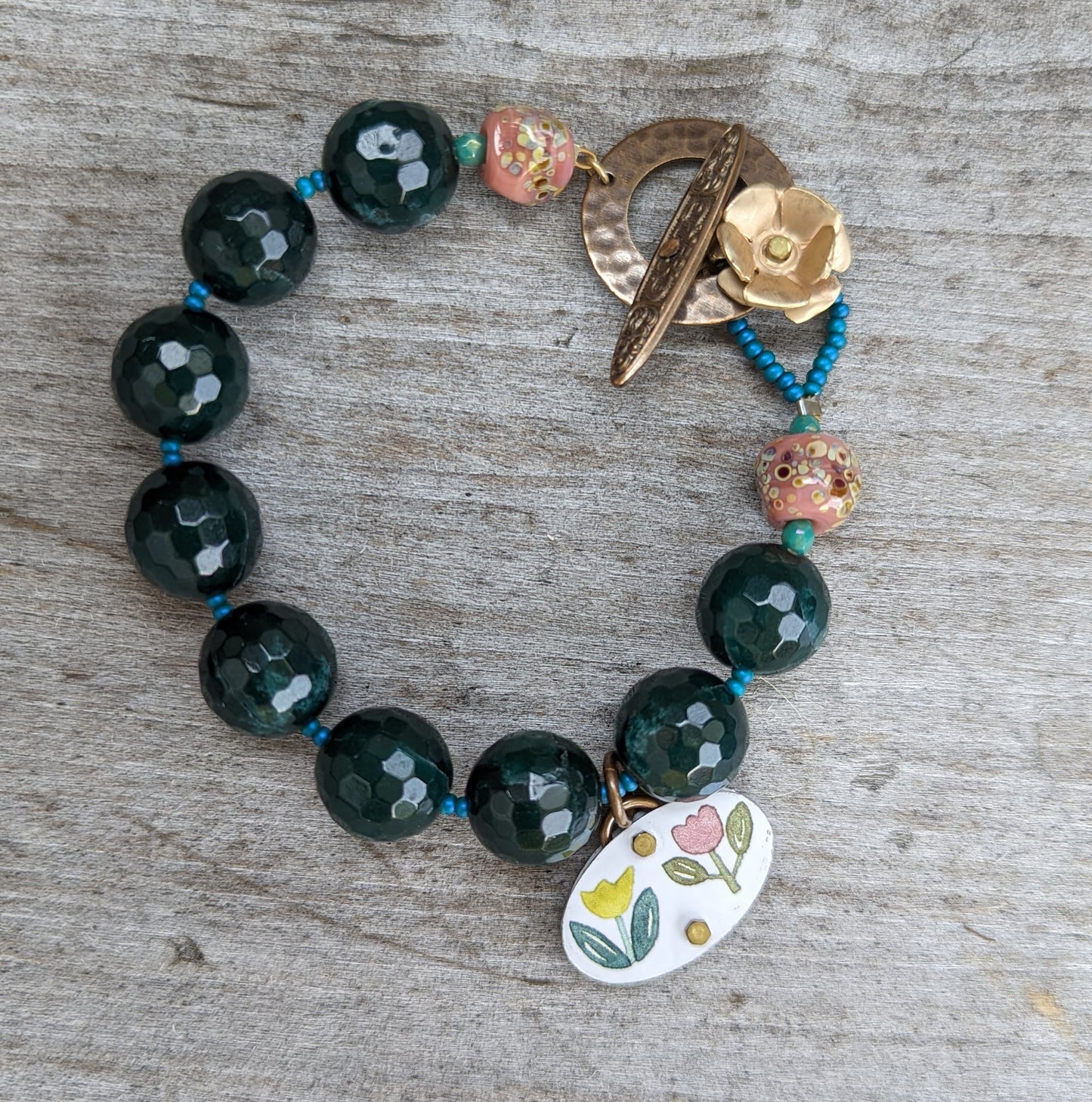 Tulips Beaded Charm Bracelet