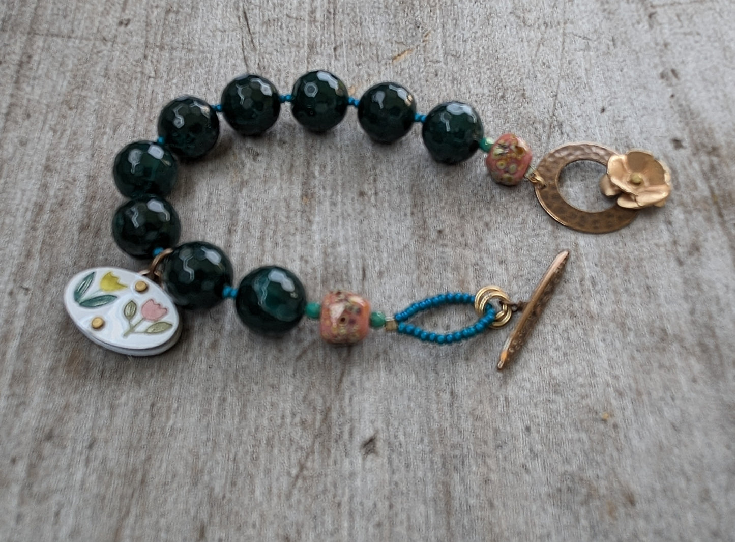 Tulips Beaded Charm Bracelet