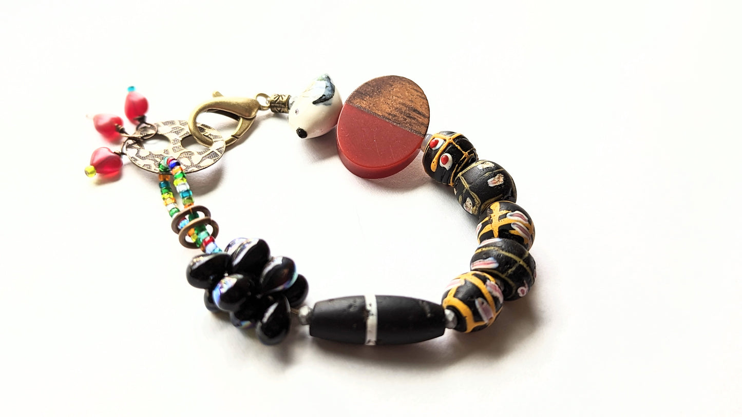 Mixed Media Bird Bracelet