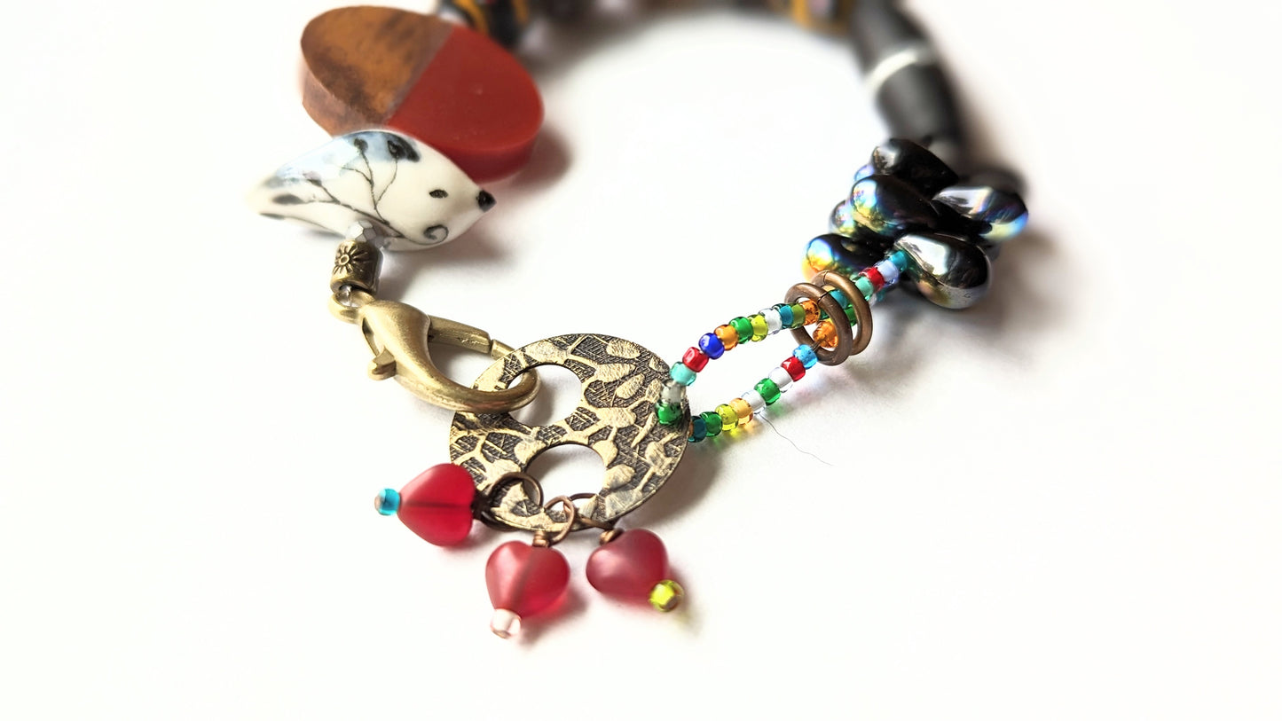 Mixed Media Bird Bracelet