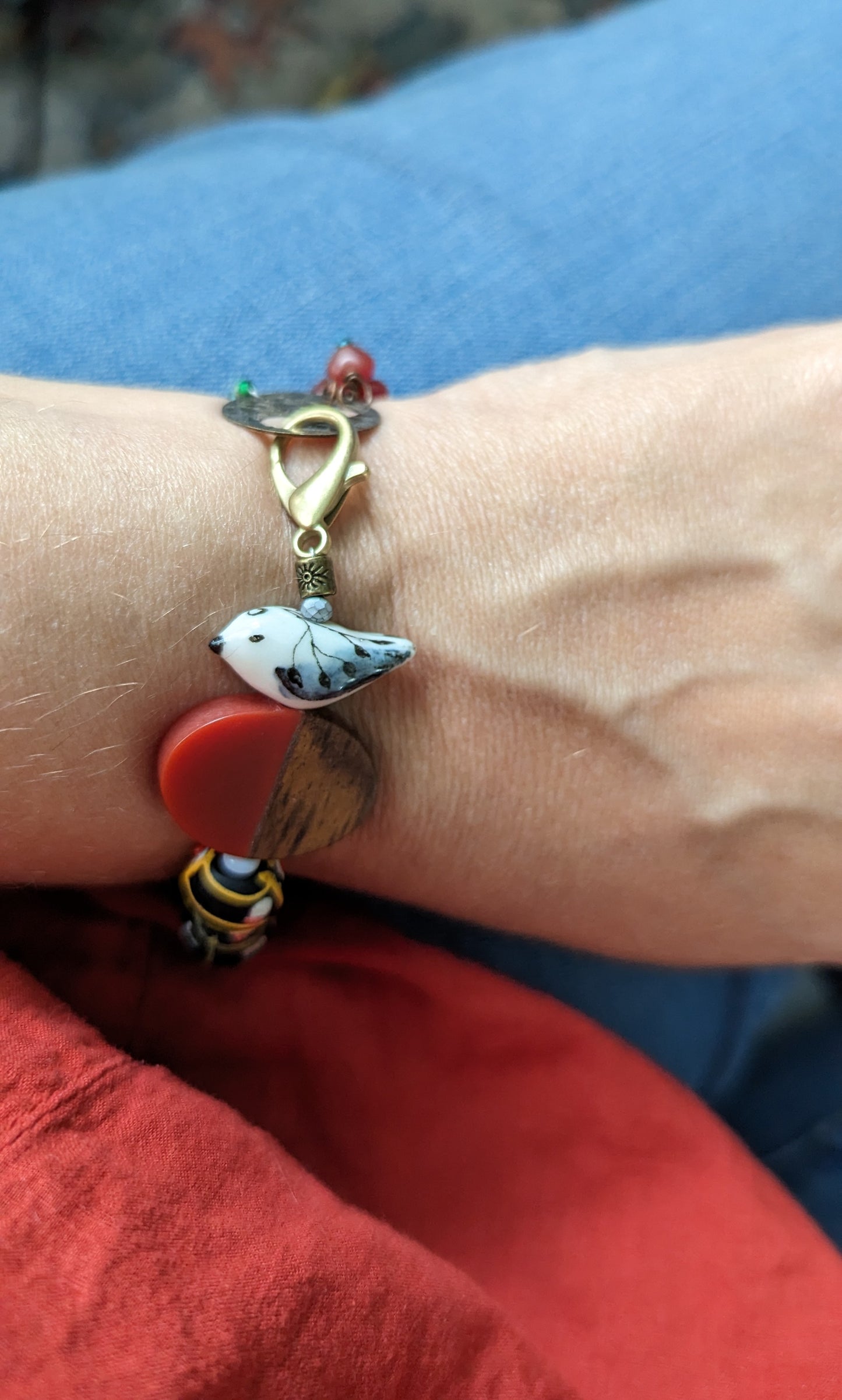 Mixed Media Bird Bracelet