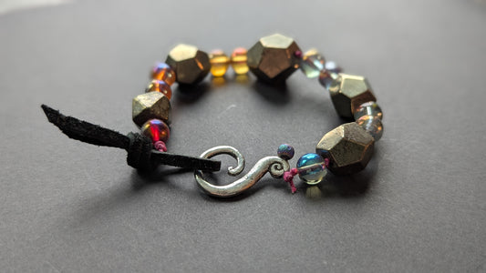 Beaded Bracelet with Pyrite and Glass