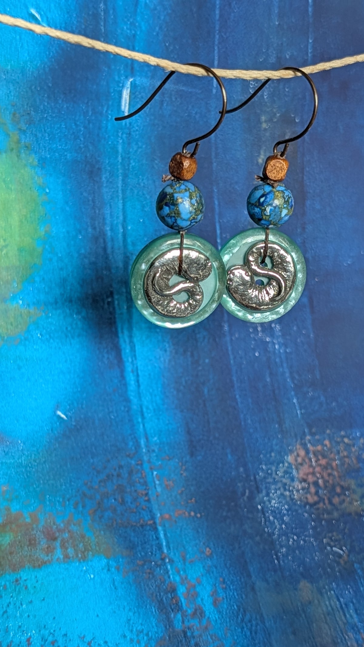 Layered Button Earrings- Salamanders