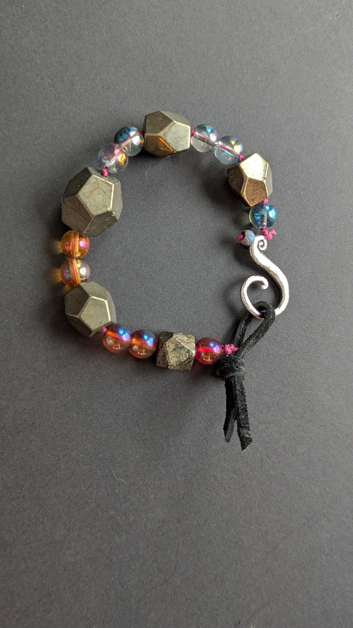 Beaded Bracelet with Pyrite and Glass
