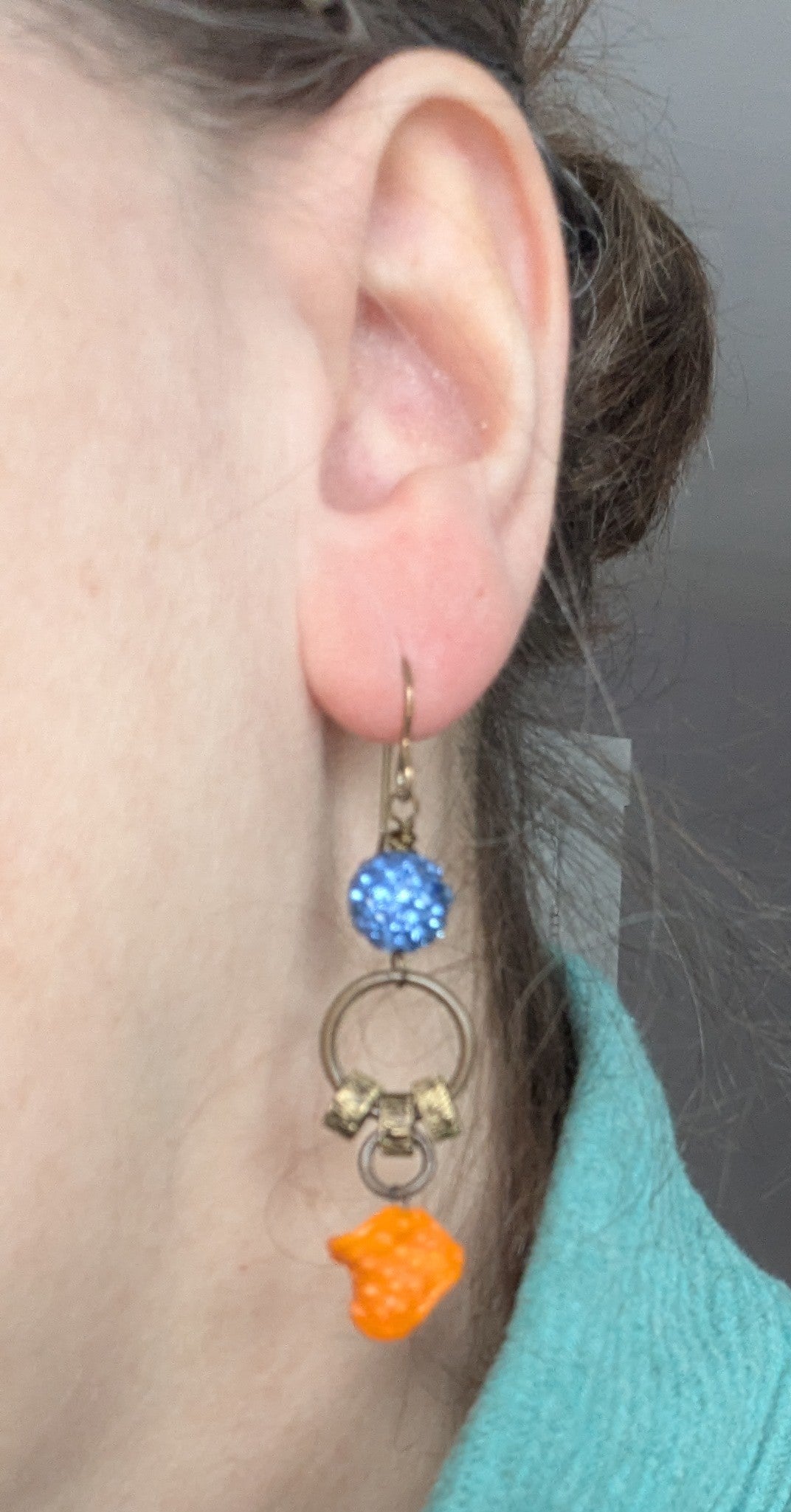 Blue Sparkle and Orange Dangles