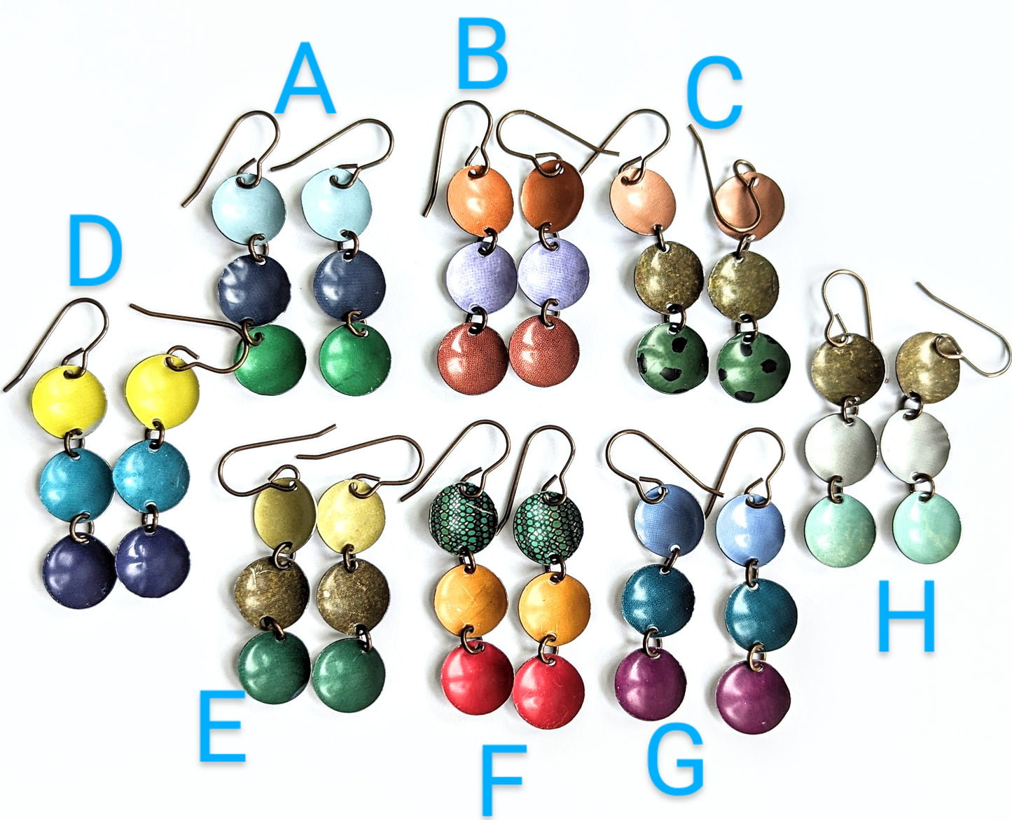 Harbinger Collection Triple Tin Disc Dangles Earrings