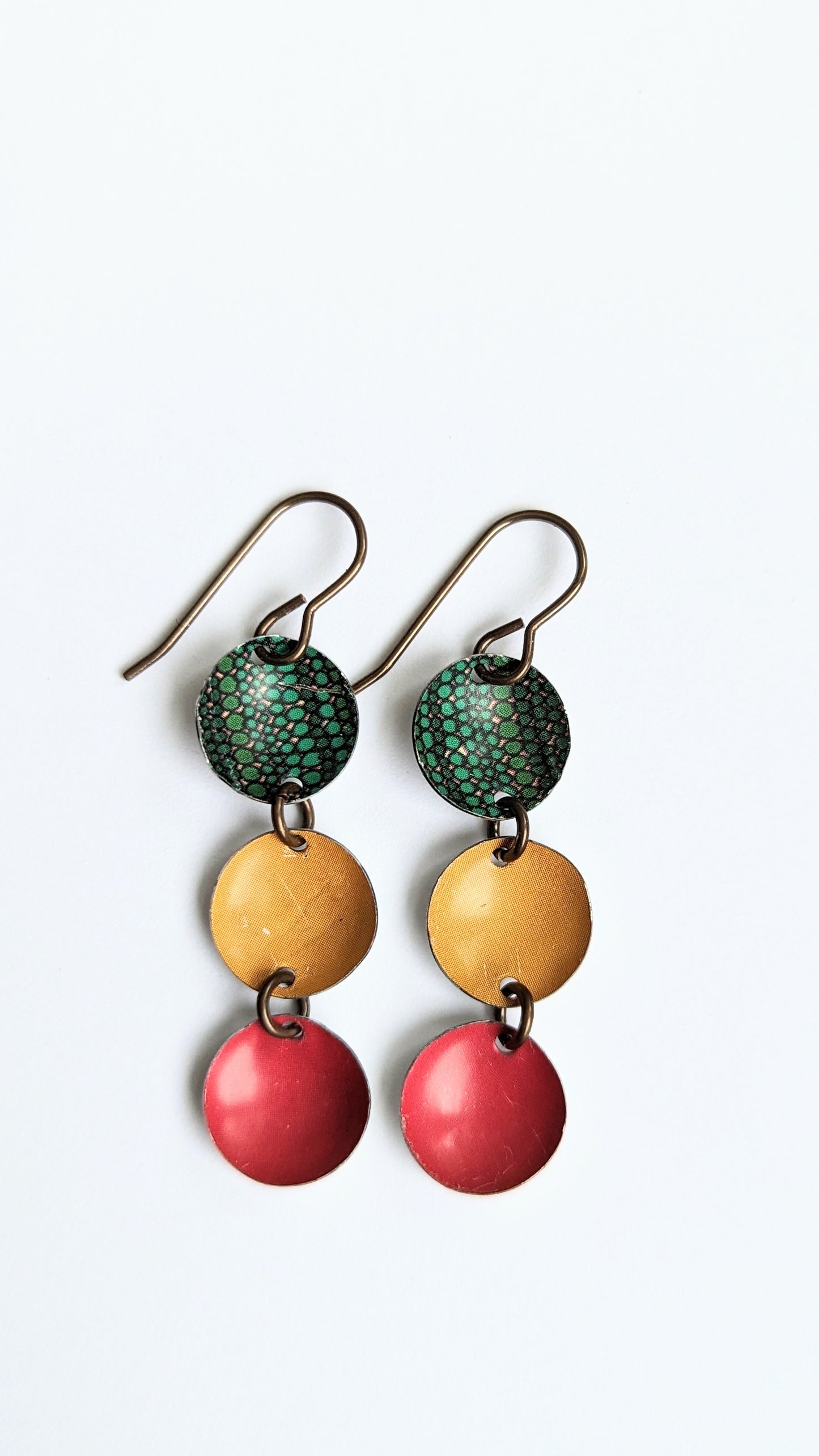 Harbinger Collection Triple Tin Disc Dangles Earrings