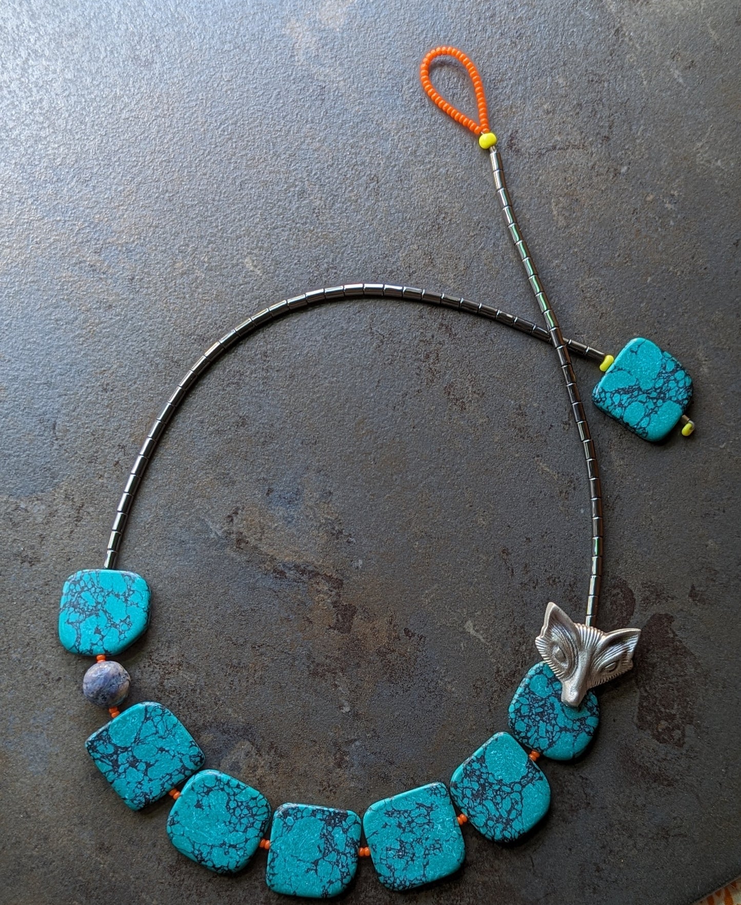 Beaded Necklace with Fox Focal