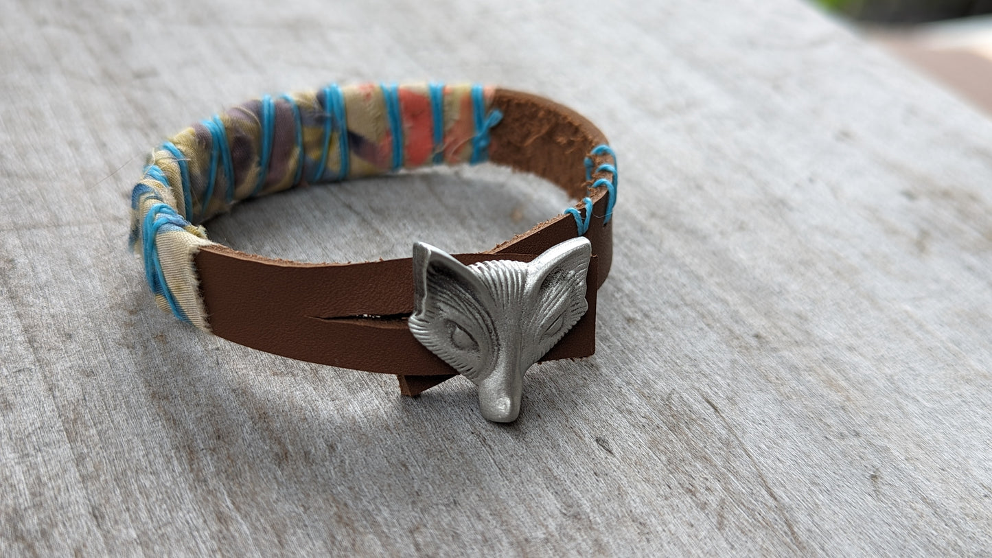 Leather Cuff with Fox Button