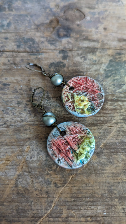 Ceramic Botanical charm Earrings