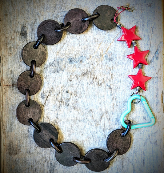Asymmetrical Wood Chain Necklace