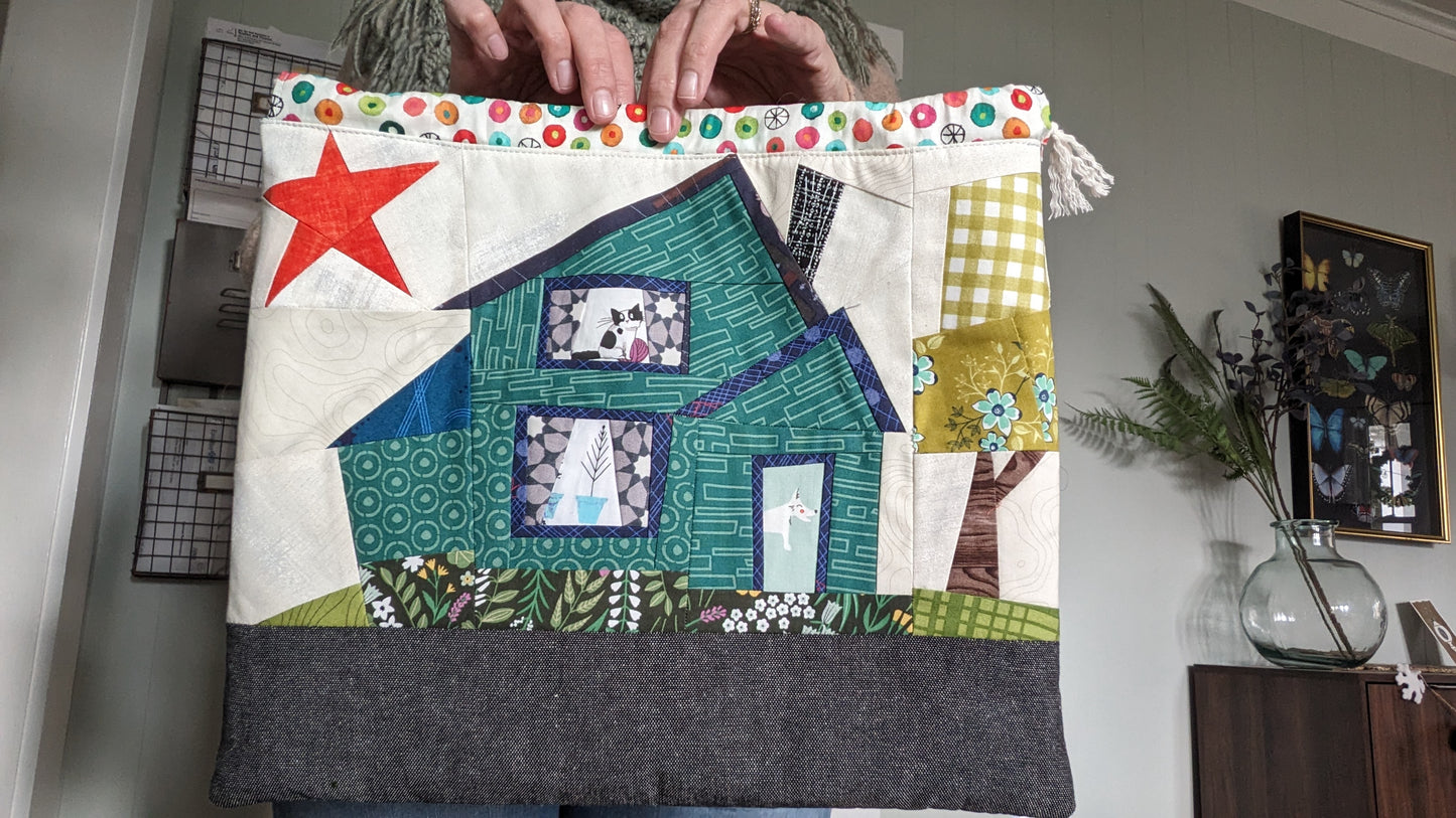 House and Star Drawstring Bag