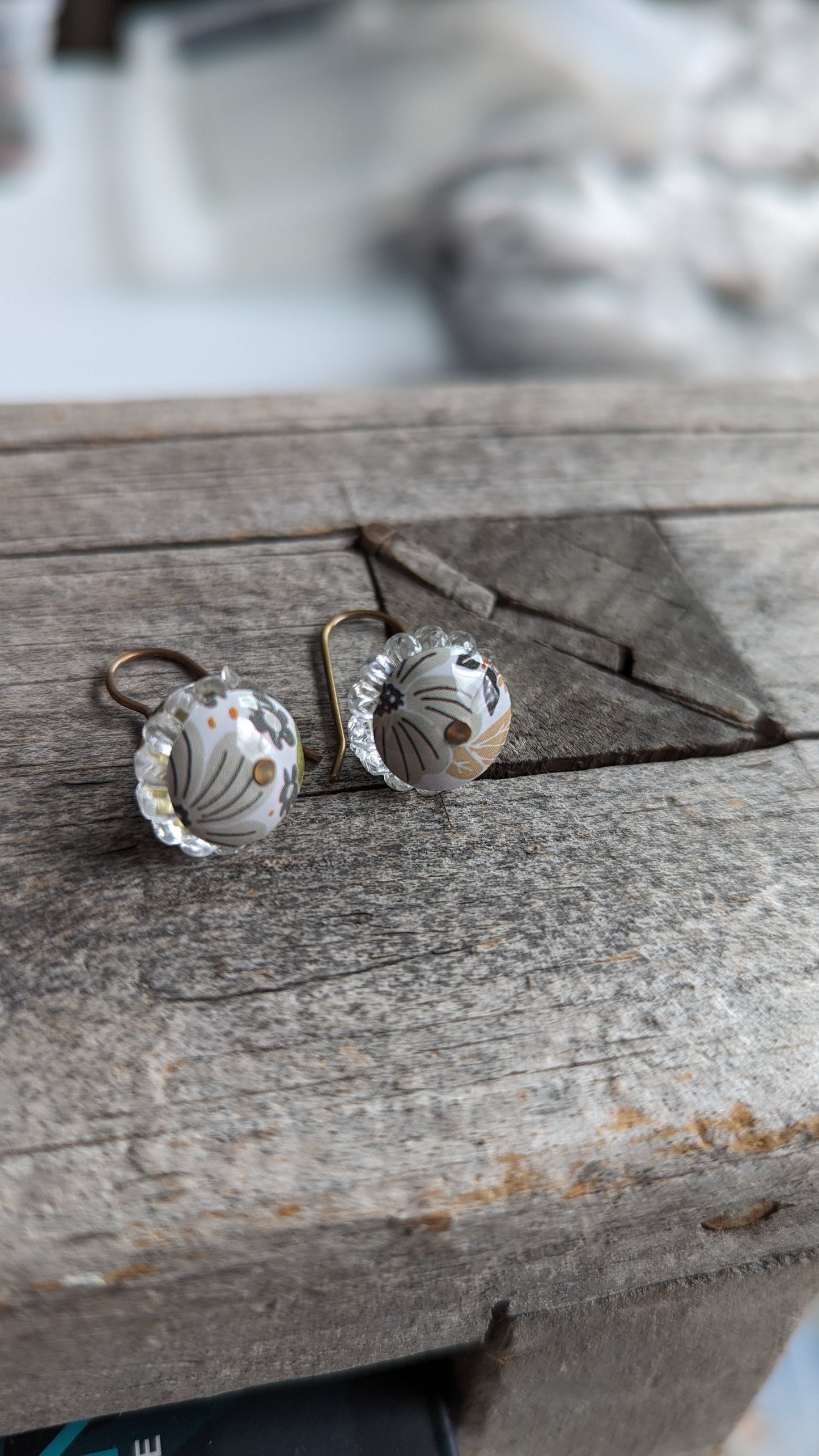 Harbinger Collection Floral Tin Bead Capped Bead Earrings