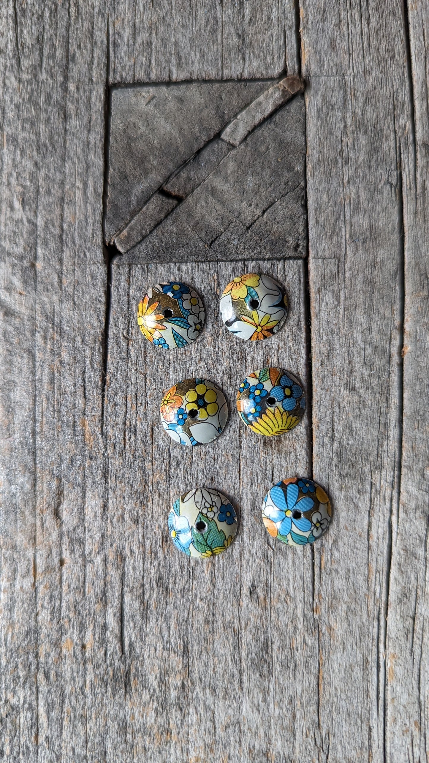 Tin Snippets Small Upcycled Floral Tin Bead Caps