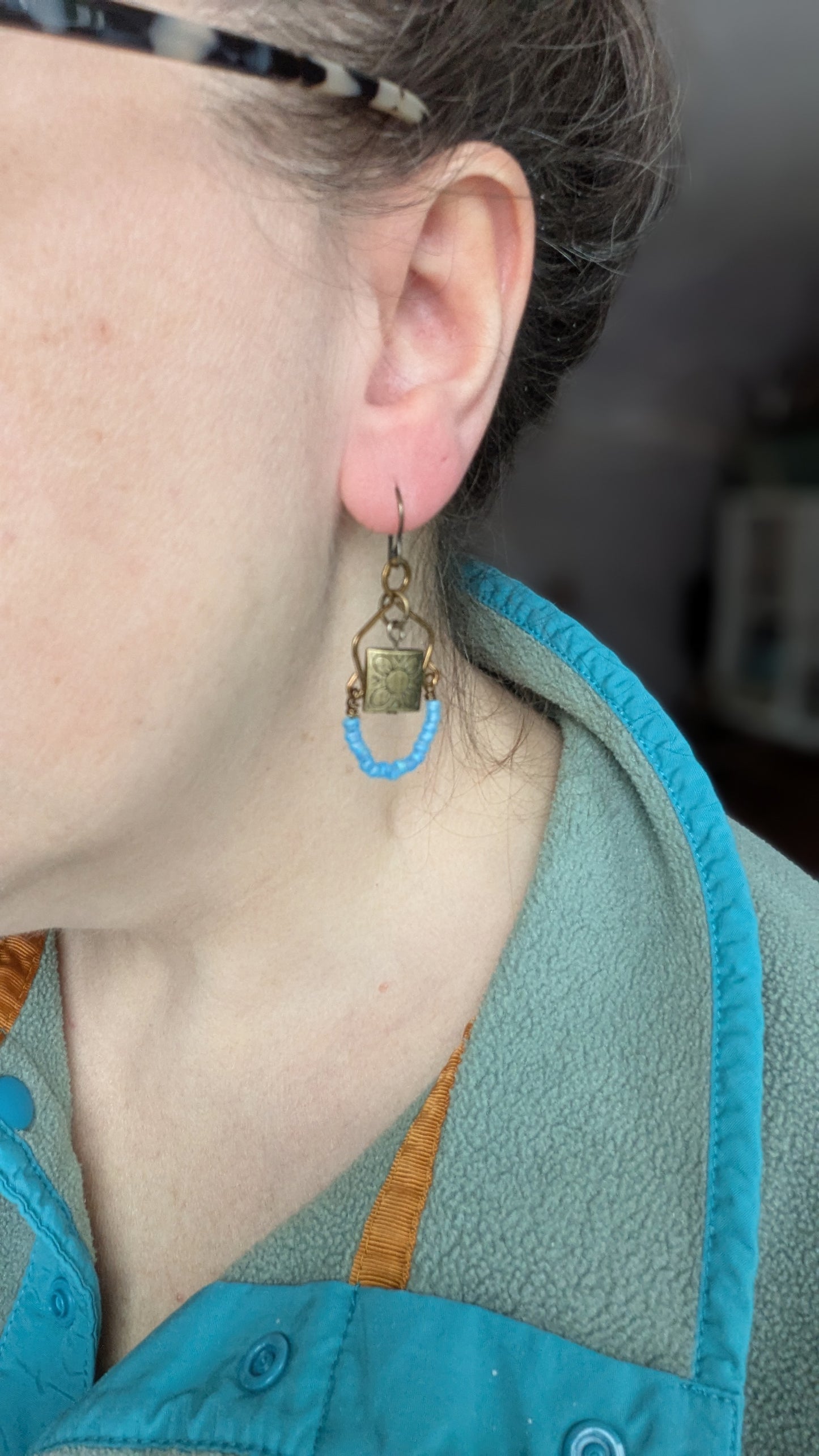 Seed Bead and Hammered Wire Earrings