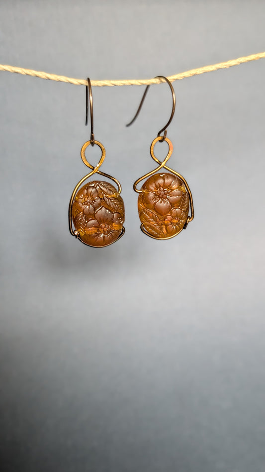 Pressed Glass Flowers Earrings