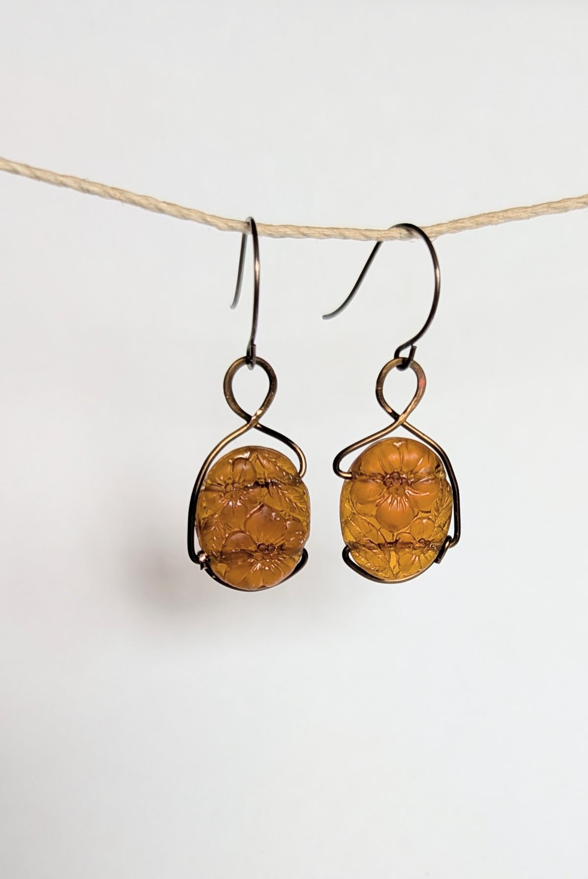 Pressed Glass Flowers Earrings