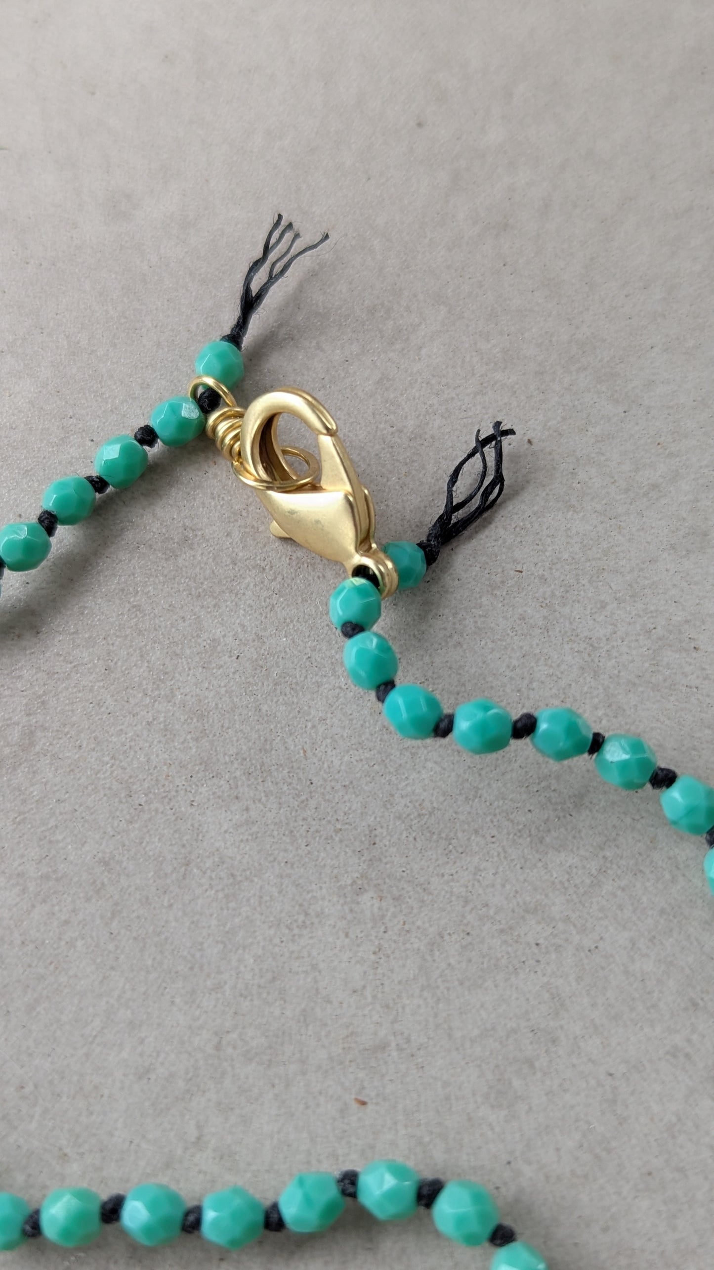 Knotted Necklace with Lucite Flowers and Enamel Heart Charm