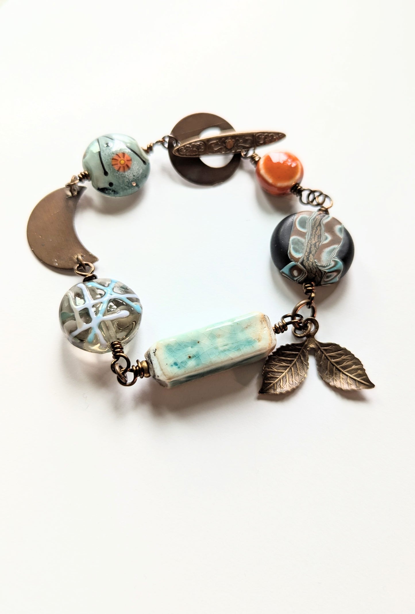 Mixed Media Bracelet with Brass Findings