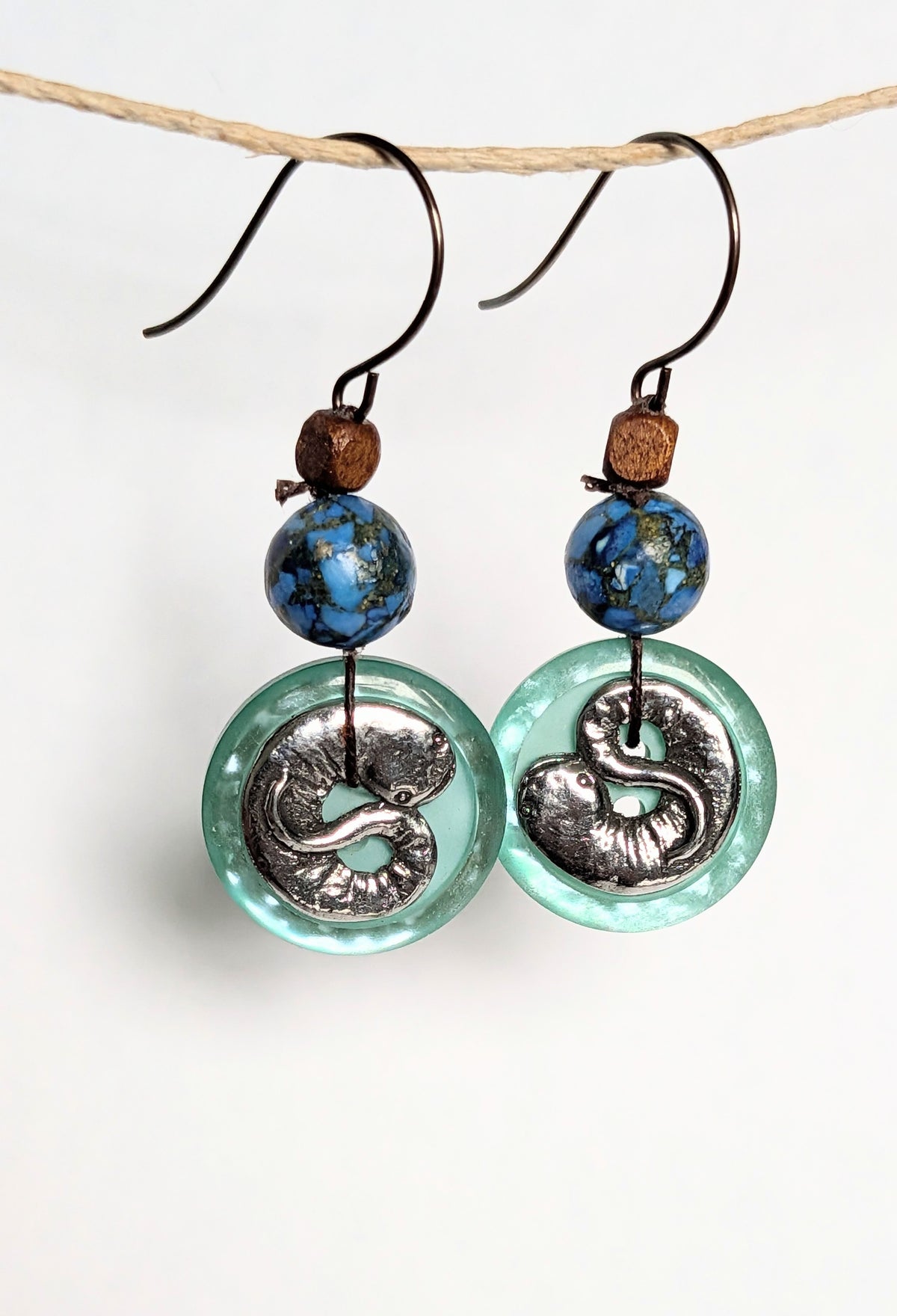 Layered Button Earrings- Salamanders