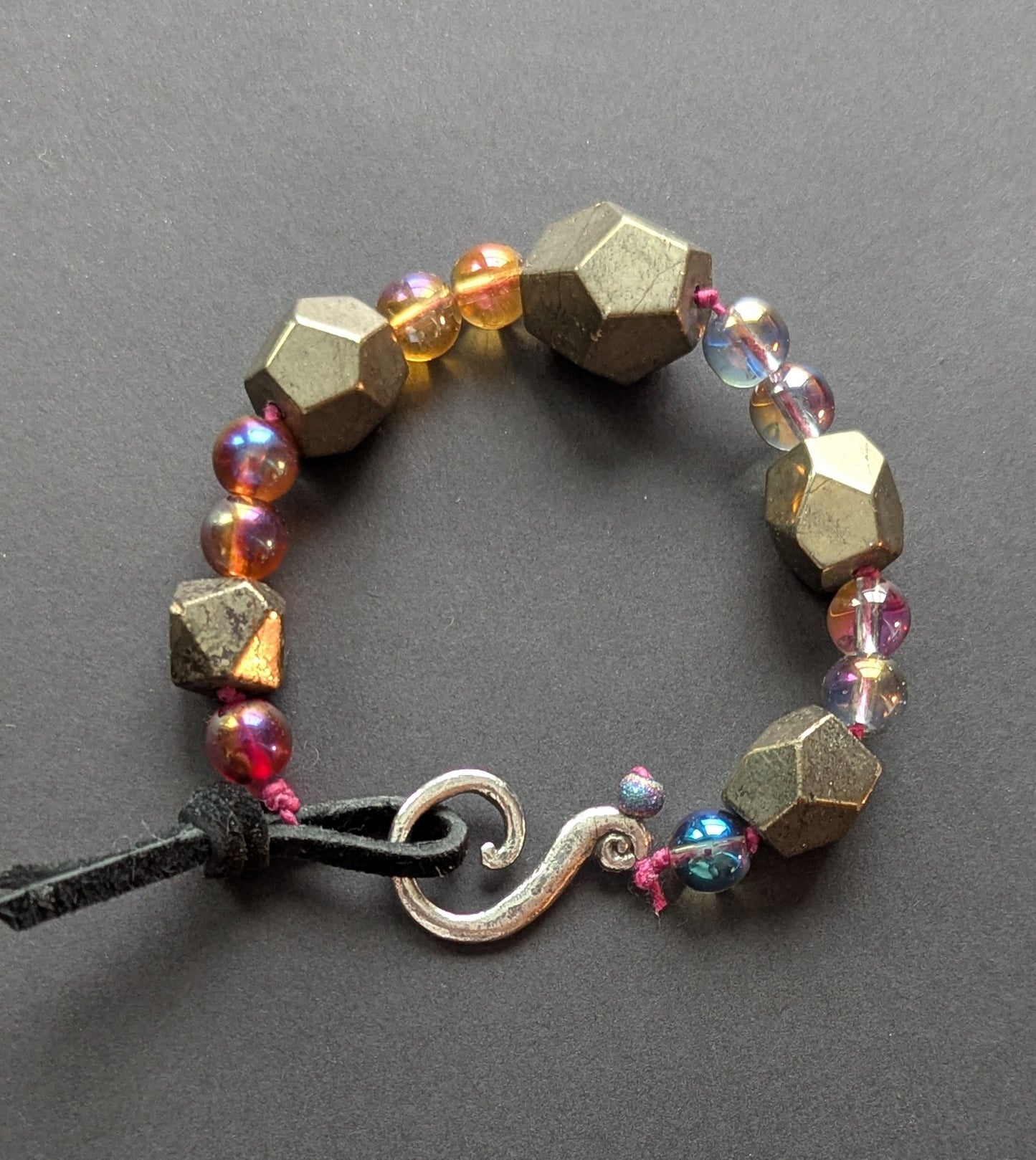 Beaded Bracelet with Pyrite and Glass