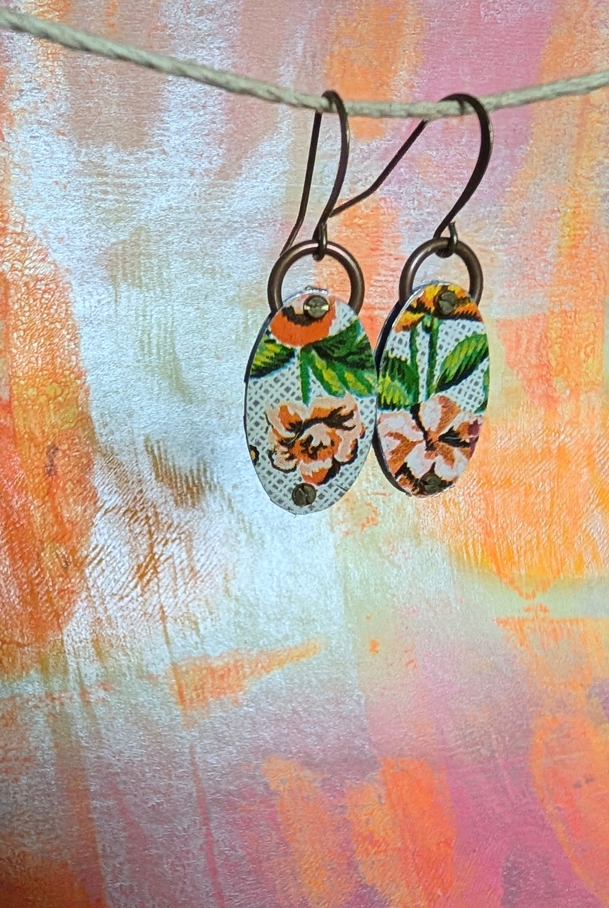 Harbinger Collection Riveted Tin Oval Earrings