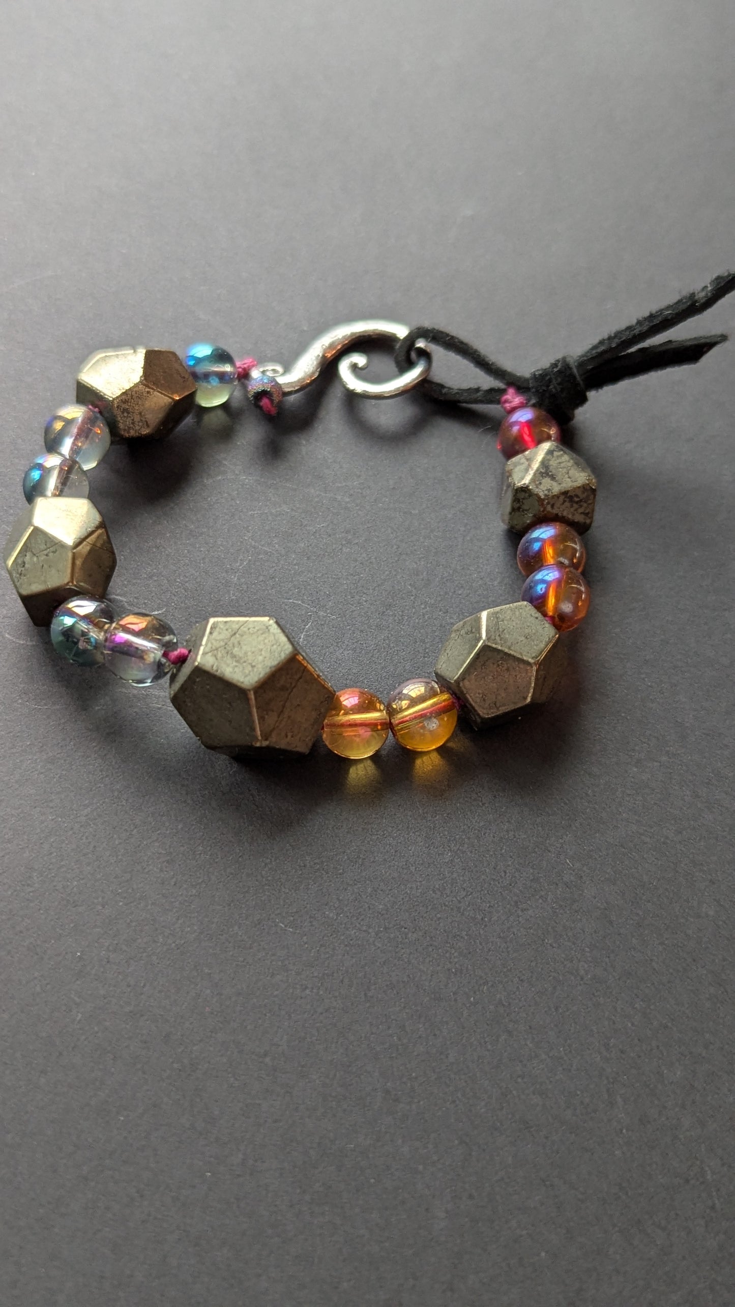 Beaded Bracelet with Pyrite and Glass