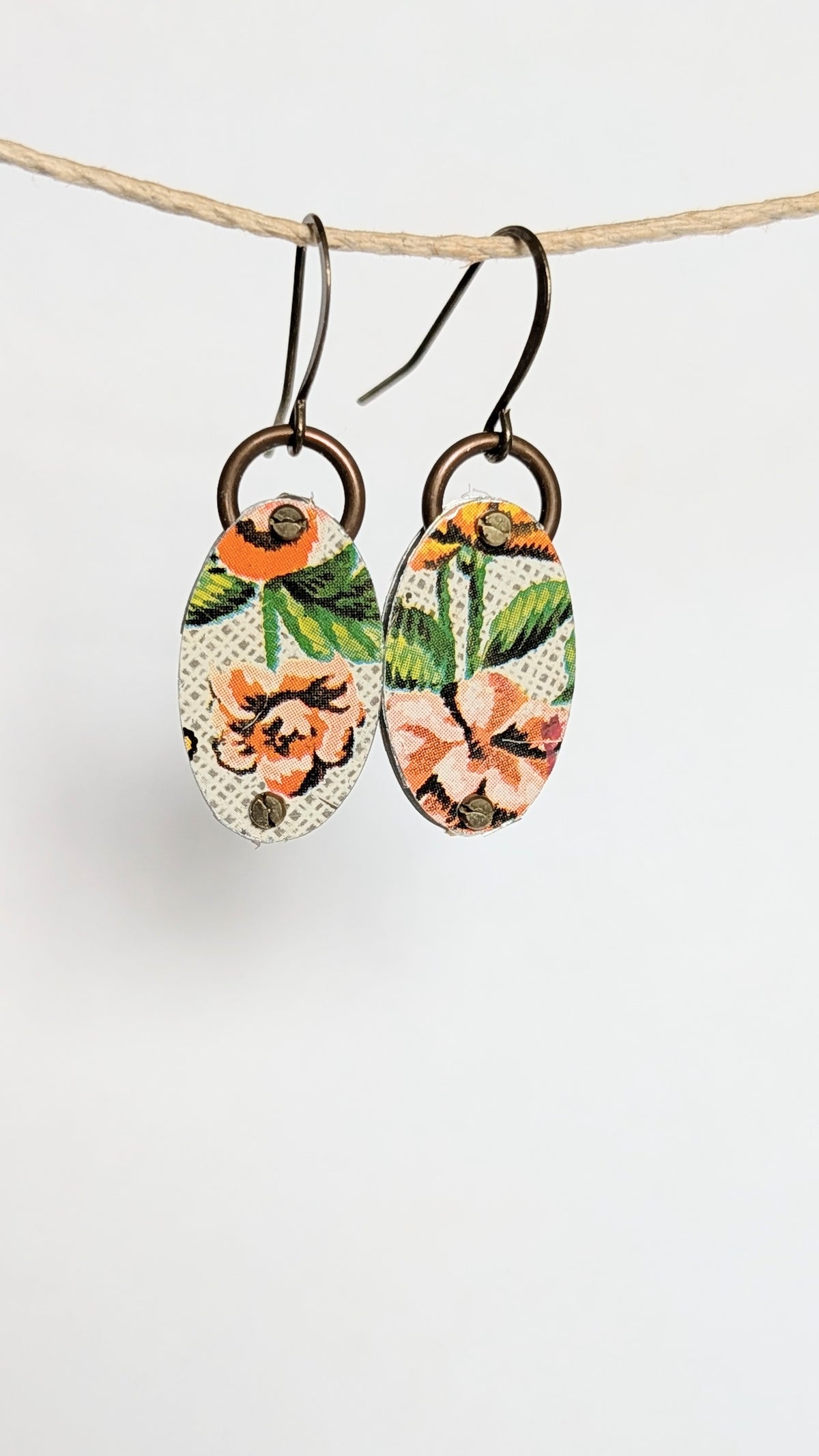 Harbinger Collection Riveted Tin Oval Earrings