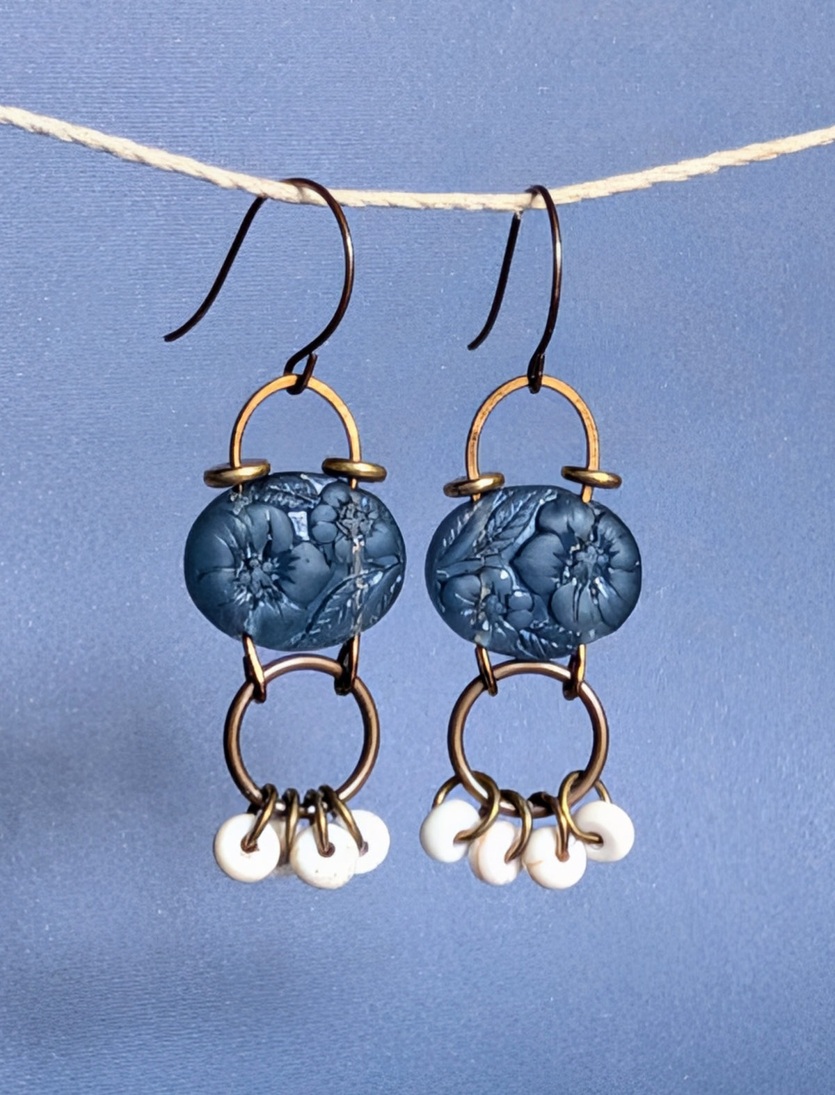 Pressed Glass Blue Dangles